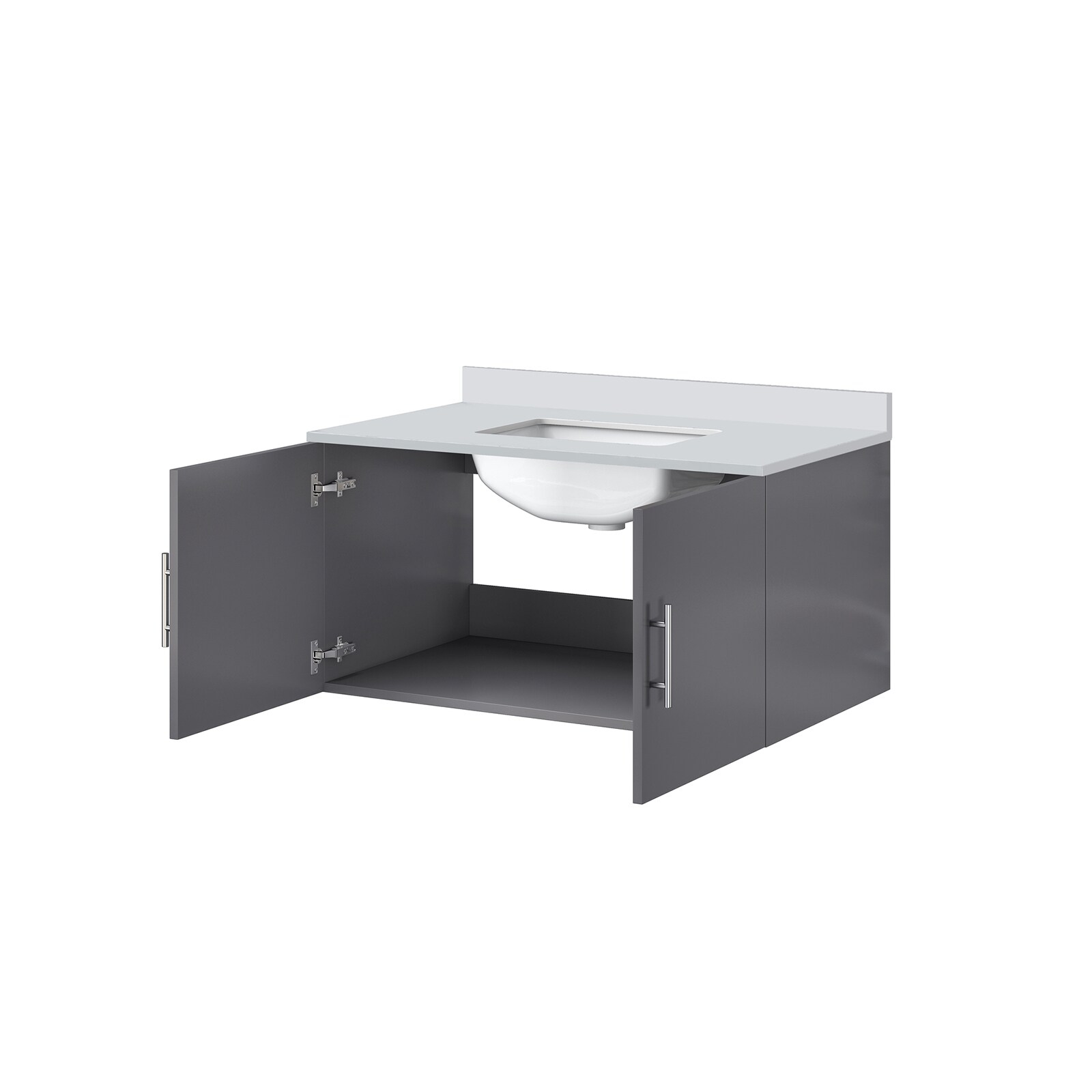 Geneva 36 in. W Dark Grey Bath Vanity and Cultured Marble Top