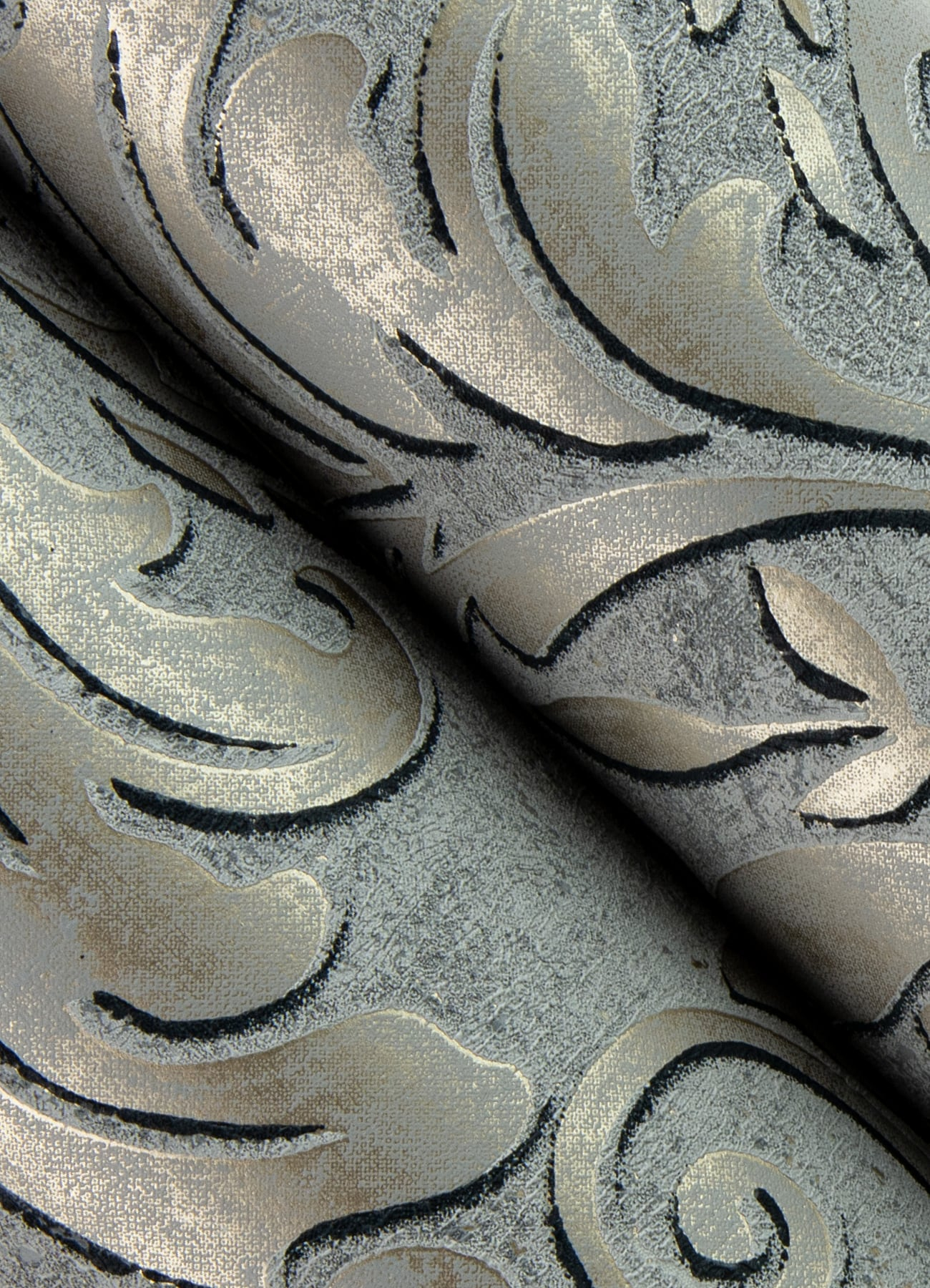 Advantage Anders Pewter Damask Wallpaper