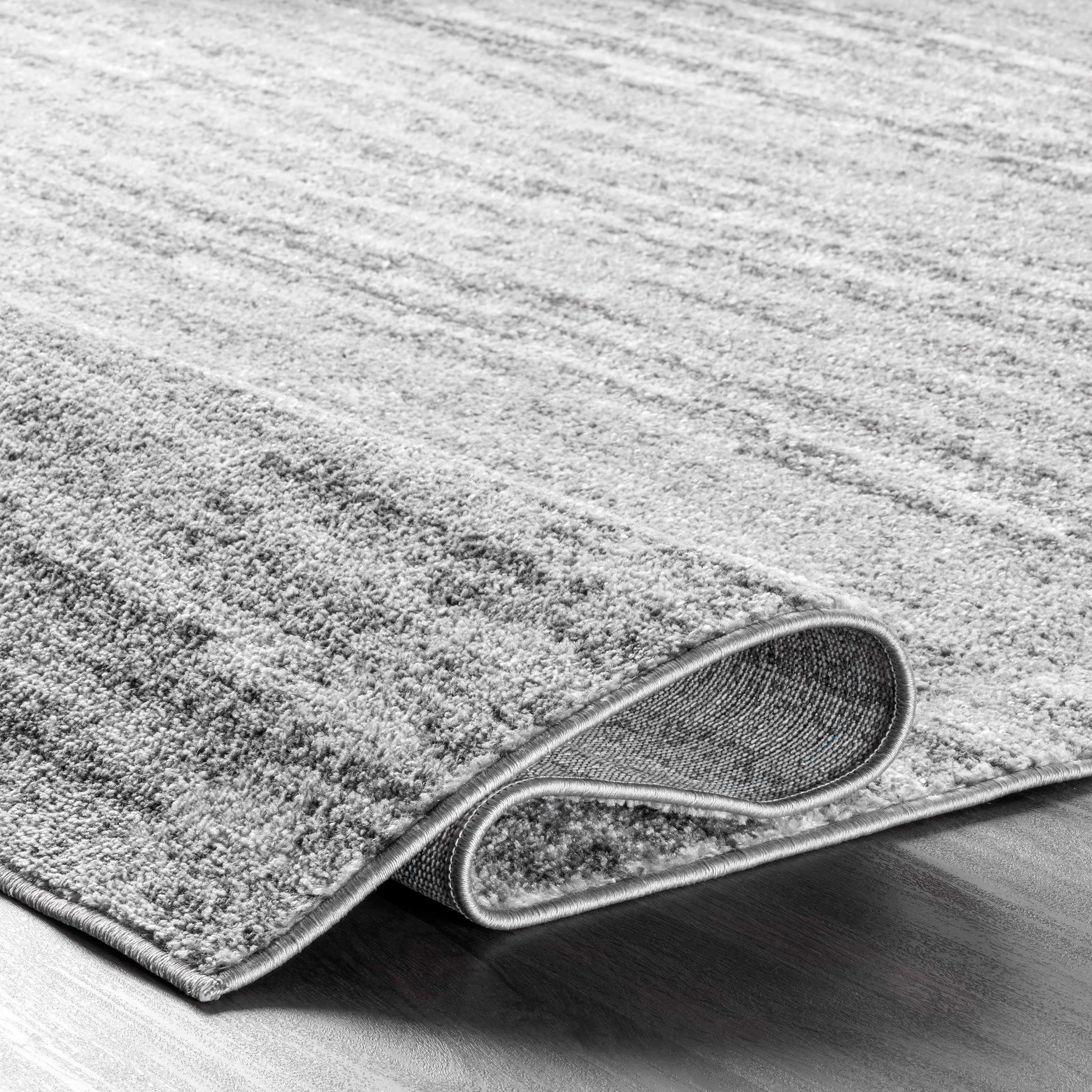 Gray Reversible Rectangular Synthetic Area Rug, 10' x 14'