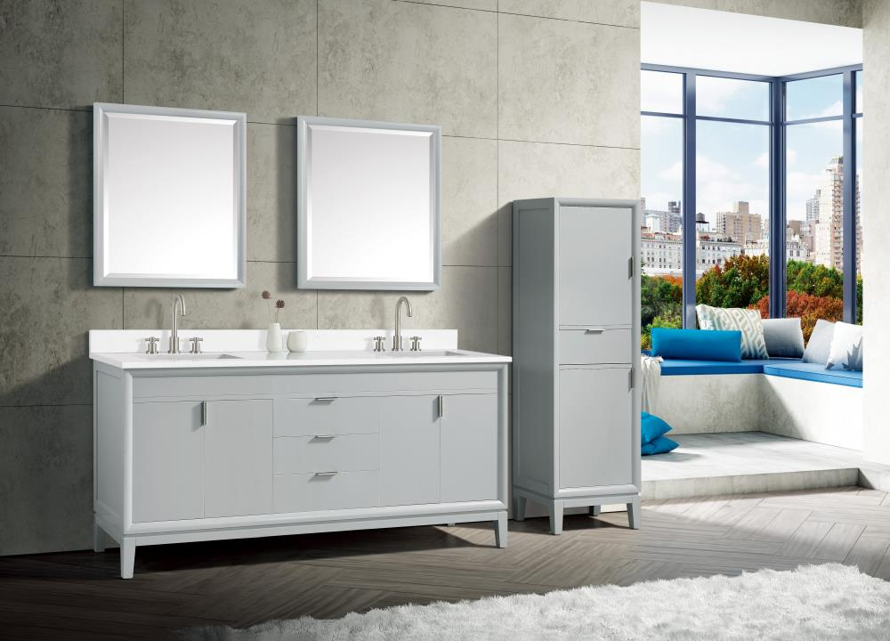 Emma 73-Inch Dove Gray Birch Double Sink Vanity with Engineered Stone Top