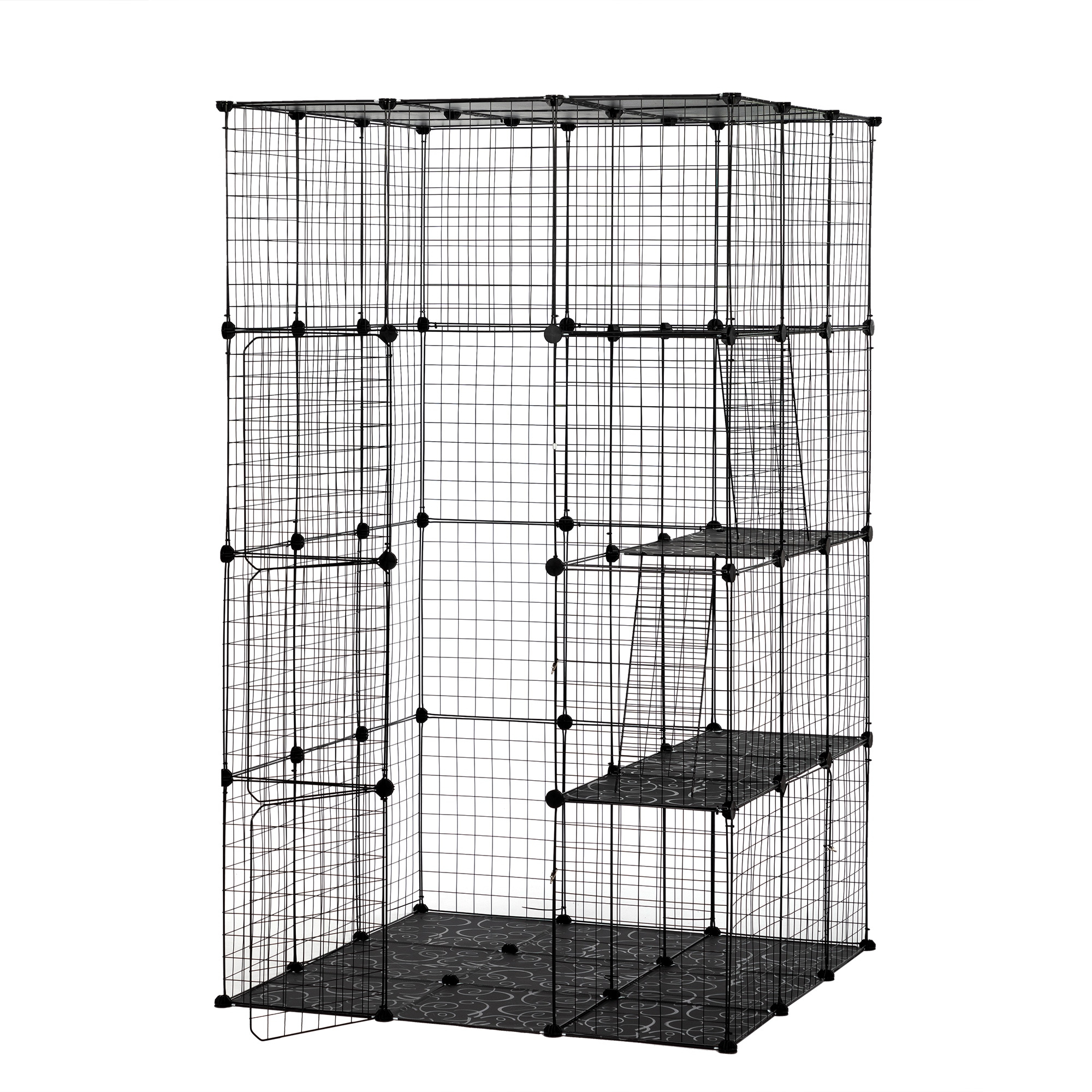 Coziwow Extra Large DIY Cat Cage Playpen, Metal Wire Kennels, Pet Cage for Rabbit Small Animal Indoor, Black