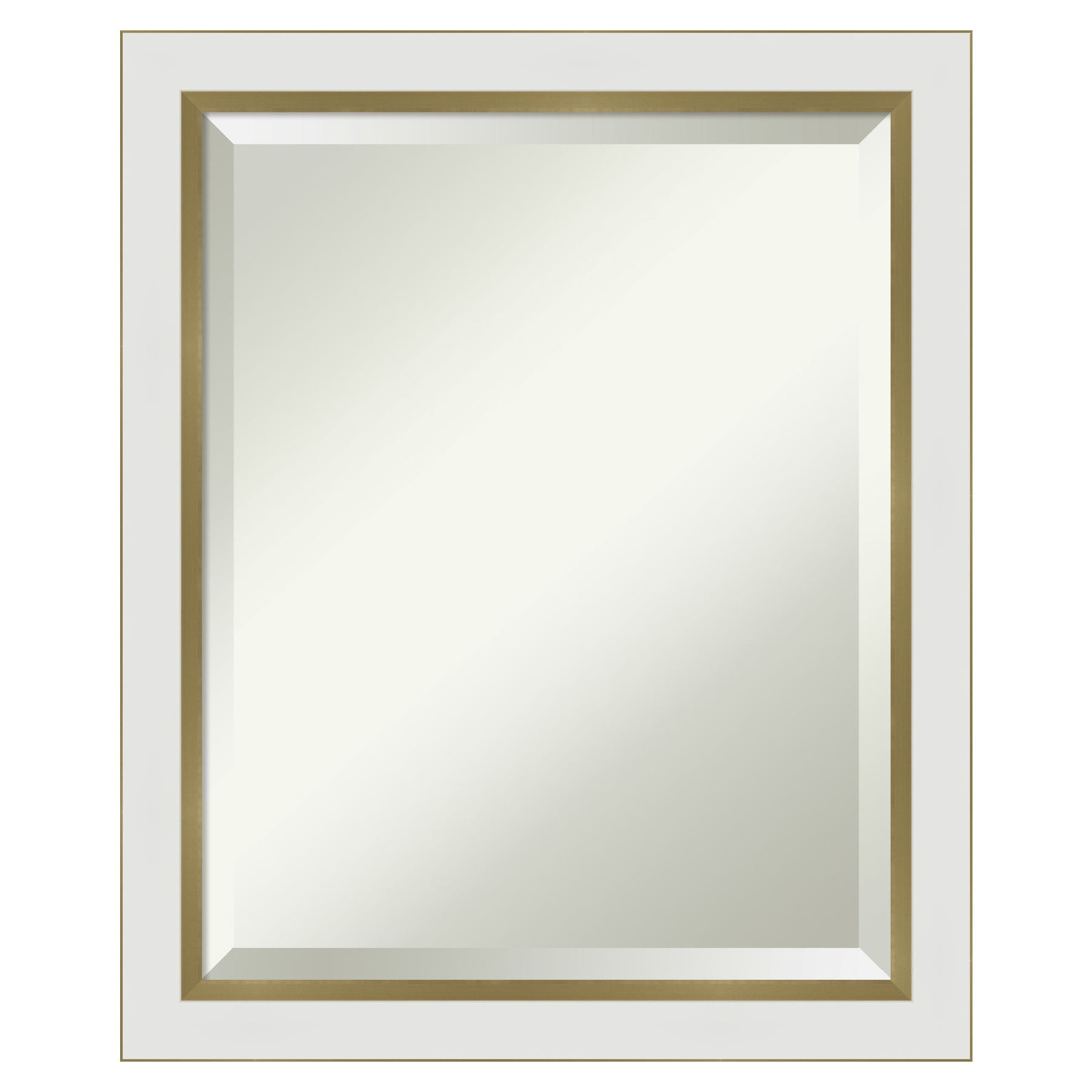 Amanti Art Eva White Gold Narrow Framed Wall Mirror - 19.12 x 23.12 in