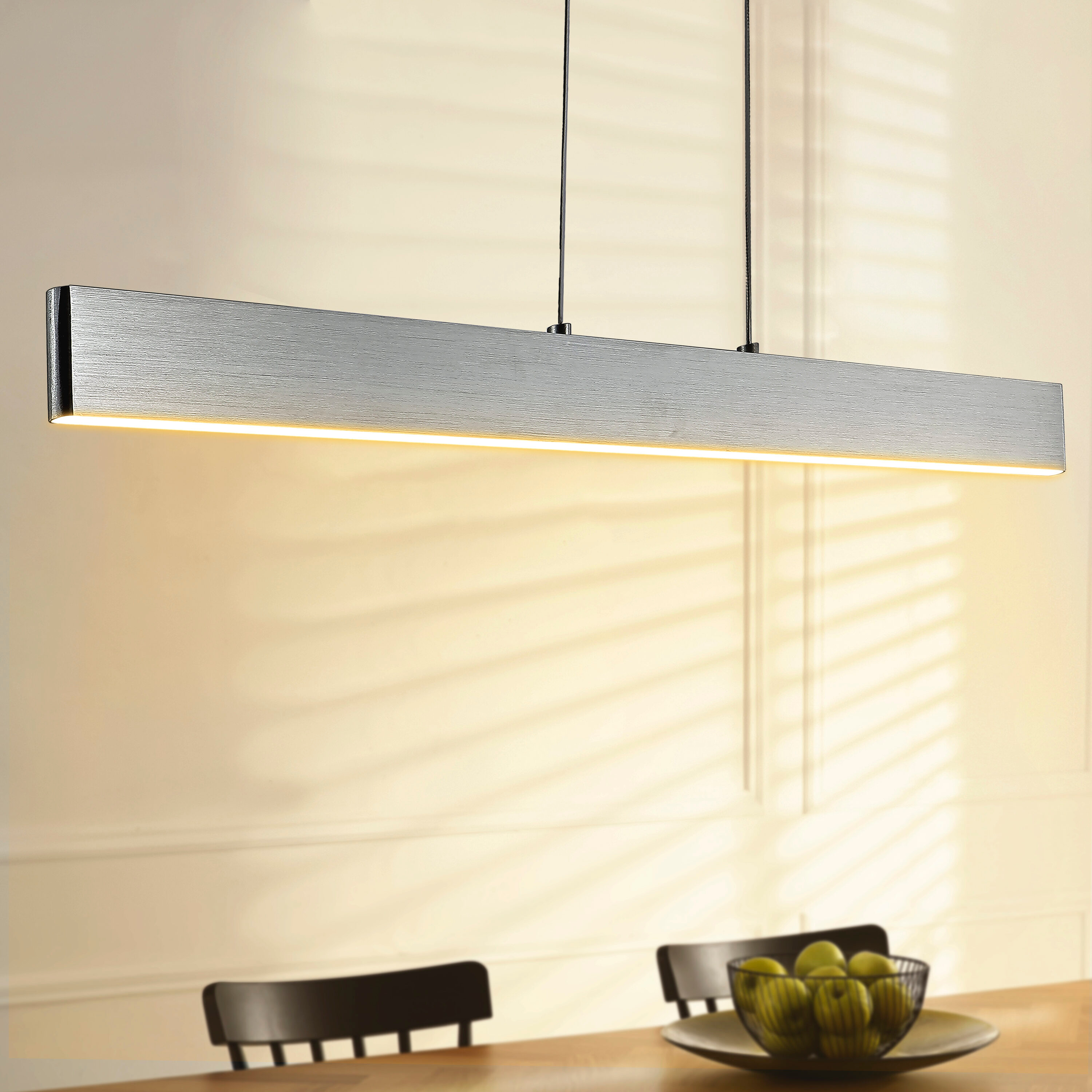 Draper 40" Dimmable Adjustable Integrated LED Metal Linear Pendant, Brushed Aluminum