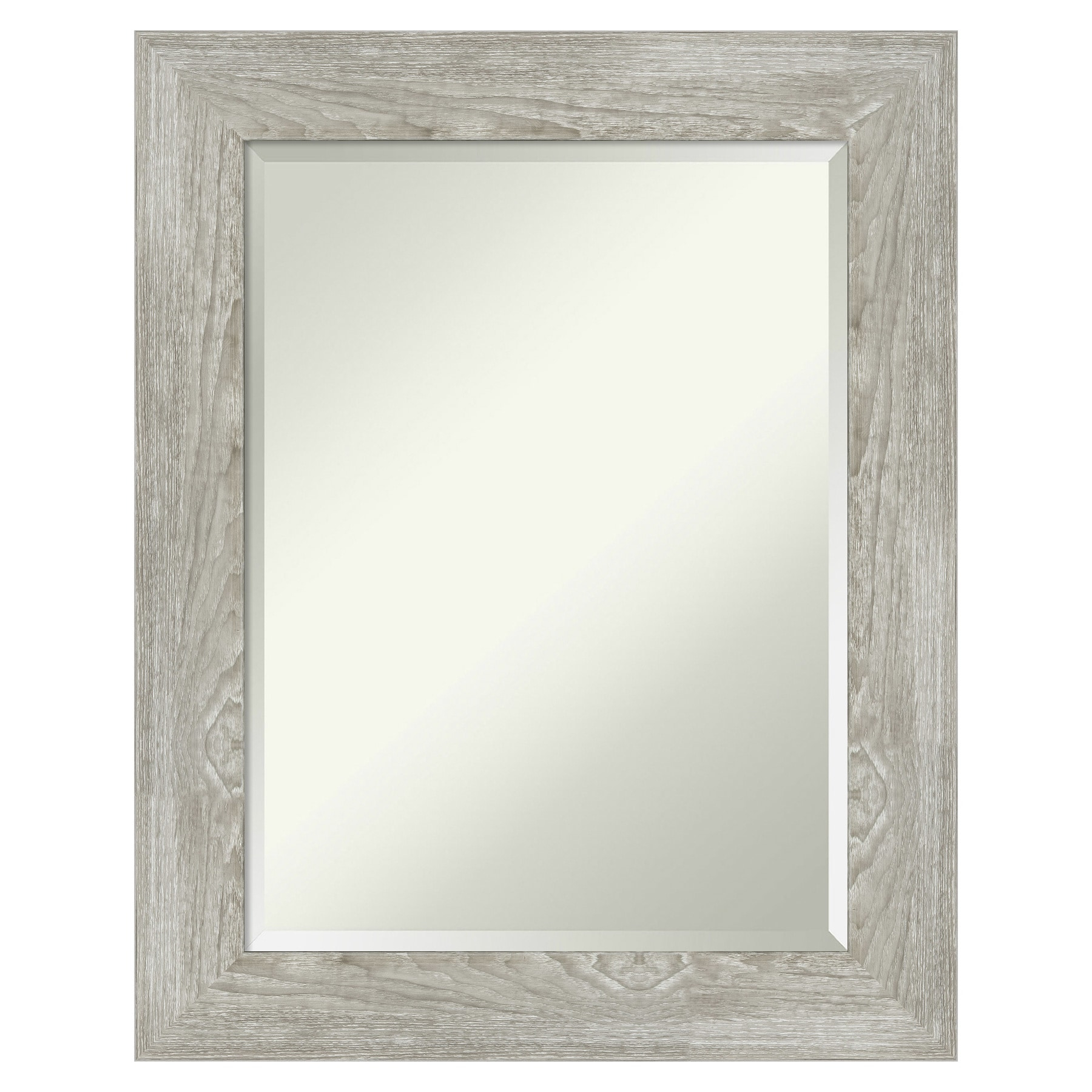 Amanti Art Beveled Bathroom Wall Mirror - Dove Greywash Frame Outer Size: 24 x 30 in