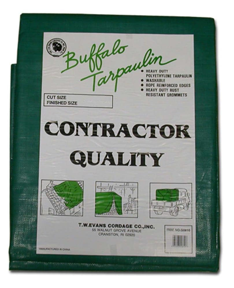 Heavy Duty 10x20 Black and Green Poly Tarp