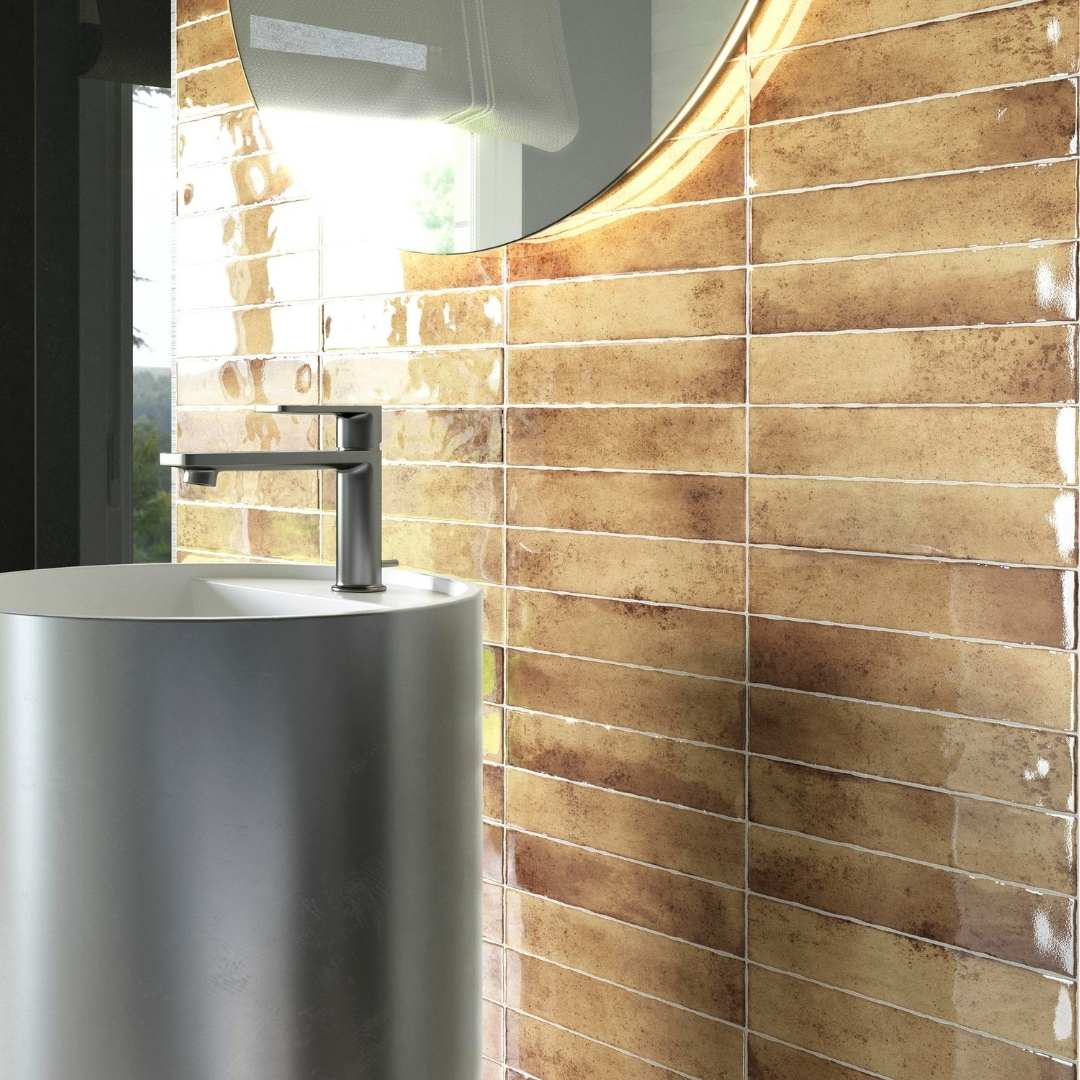 The Tile Life Ibiza 2x10 Terracotta Glossy Ceramic Subway Wall Tile - 2x10 Sample