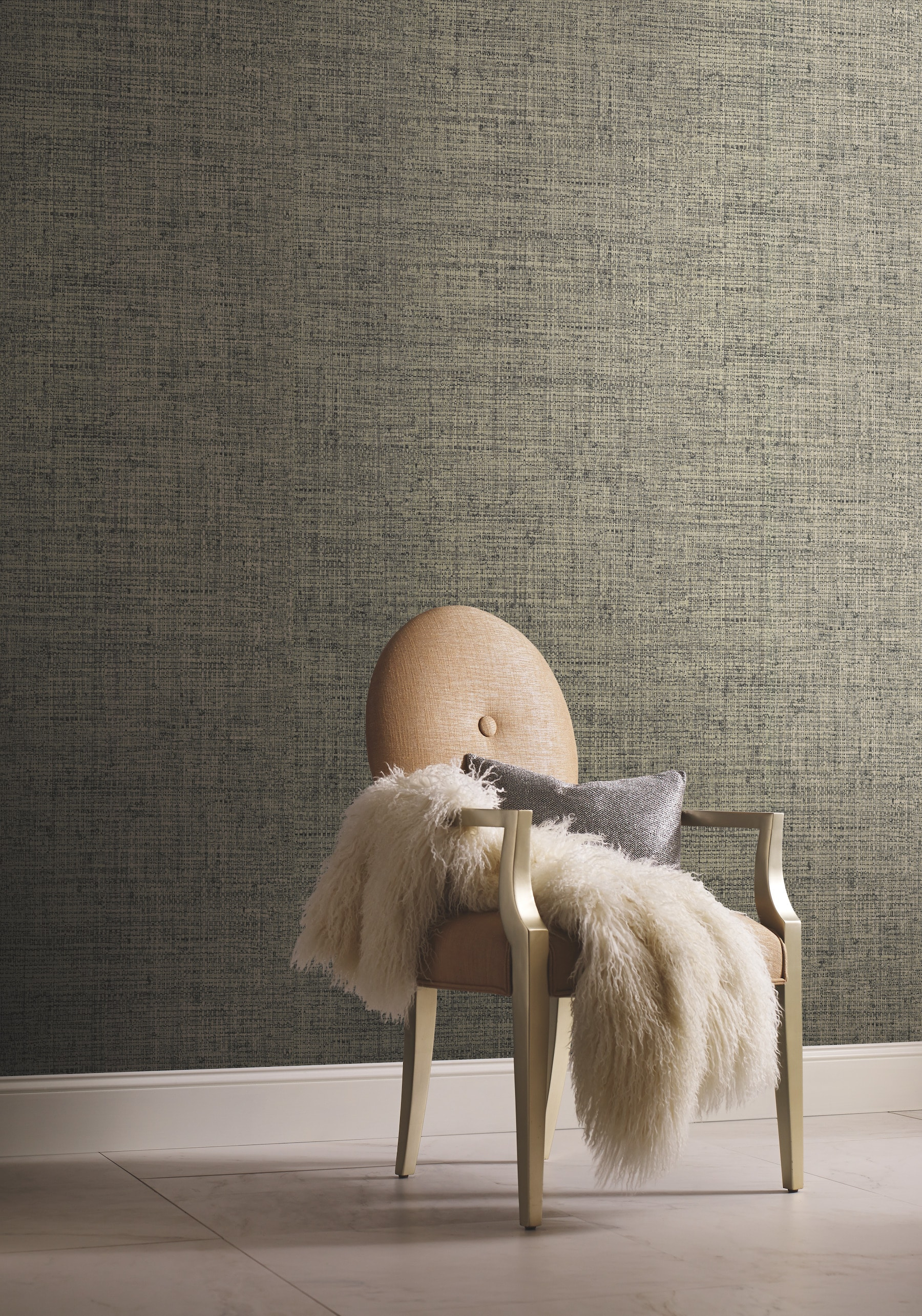 Charcoal Grasscloth Non-Woven Pre-Pasted Wallpaper