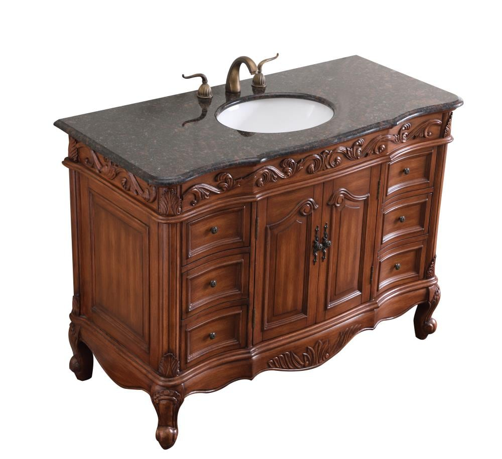 Elegant Decor Oakland 48" Single Marble Top Bathroom Vanity in Teak