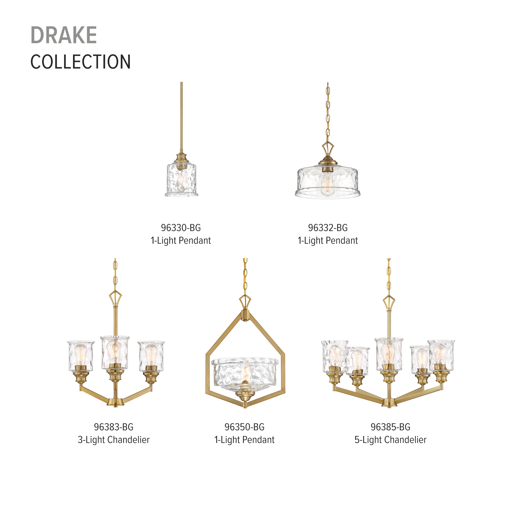 Drake 21'' Modern Brushed Gold Five Light Chandelier