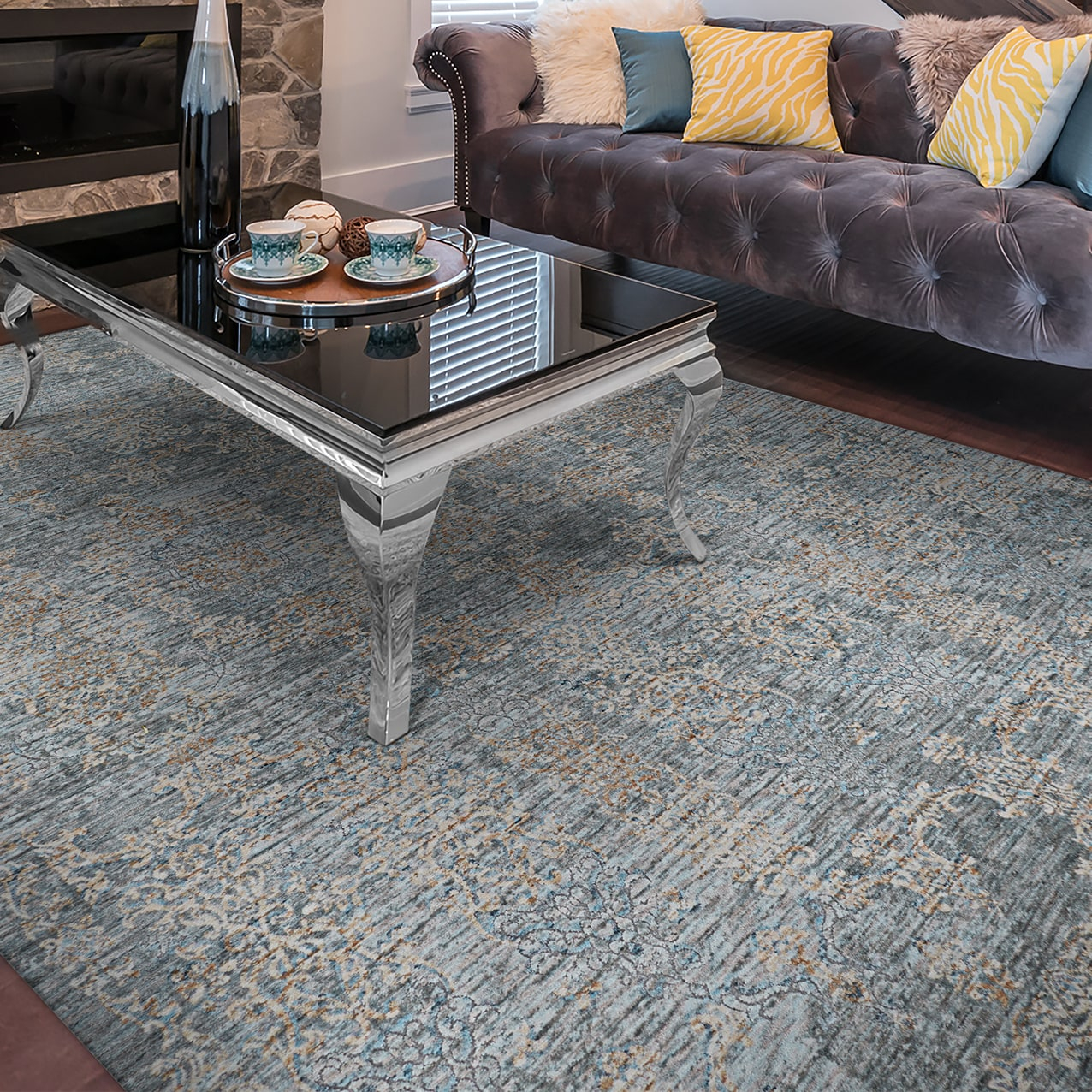 Couristan Couture Renaissance Area Rug, 5'3" x 7'6", Pewter-Mode Beige