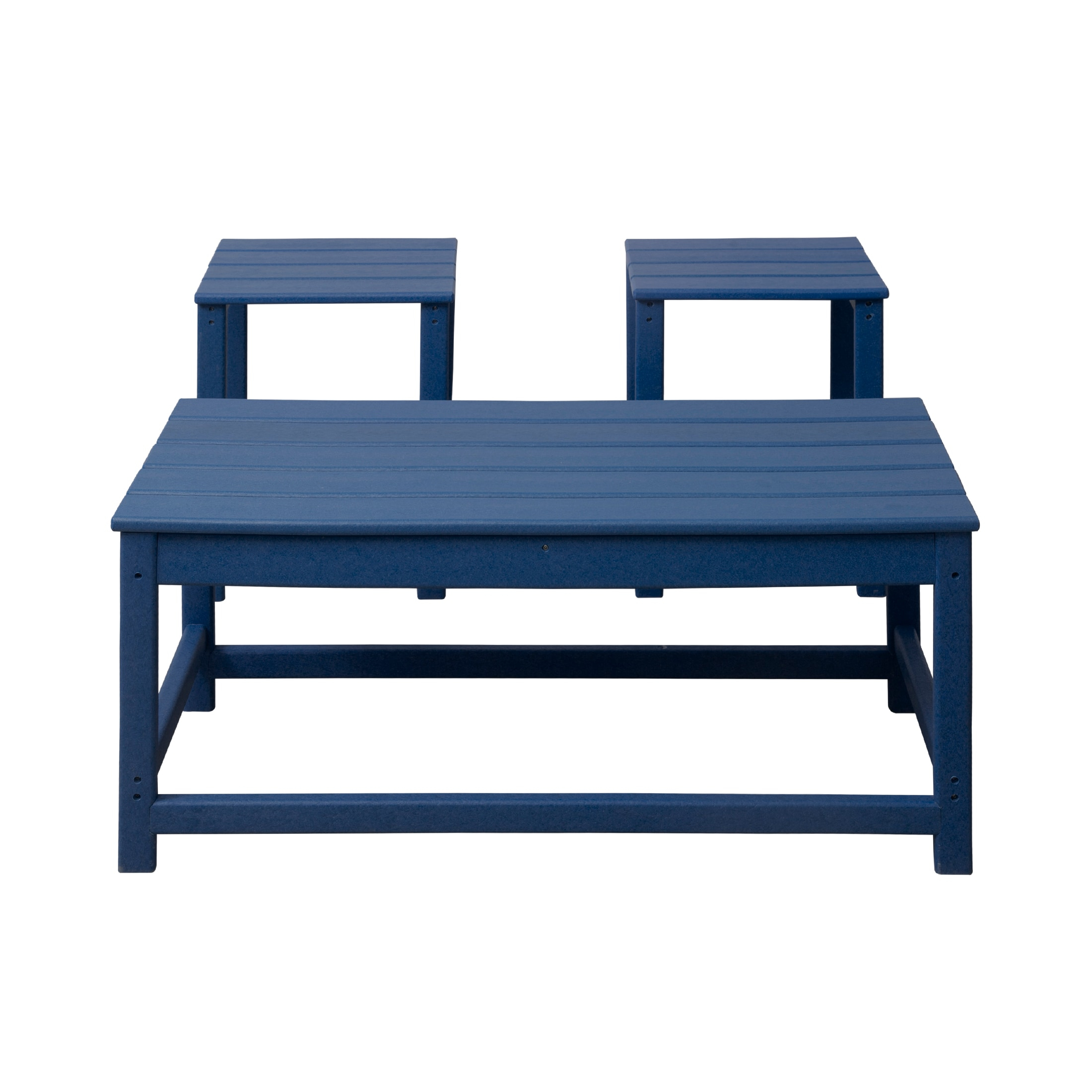 Polytrends  Laguna Hdpe All Weather Outdoor Patio Coffee And Side Tables (3-Piece Set) Navy Blue