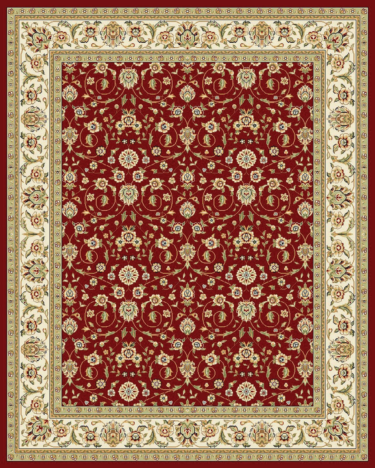 Safavieh Lyndhurst Adelyne 9 x 12 (ft) Loomed Polypropylene Red/Ivory Rectangular Indoor Floral/Botanical Oriental Area rug