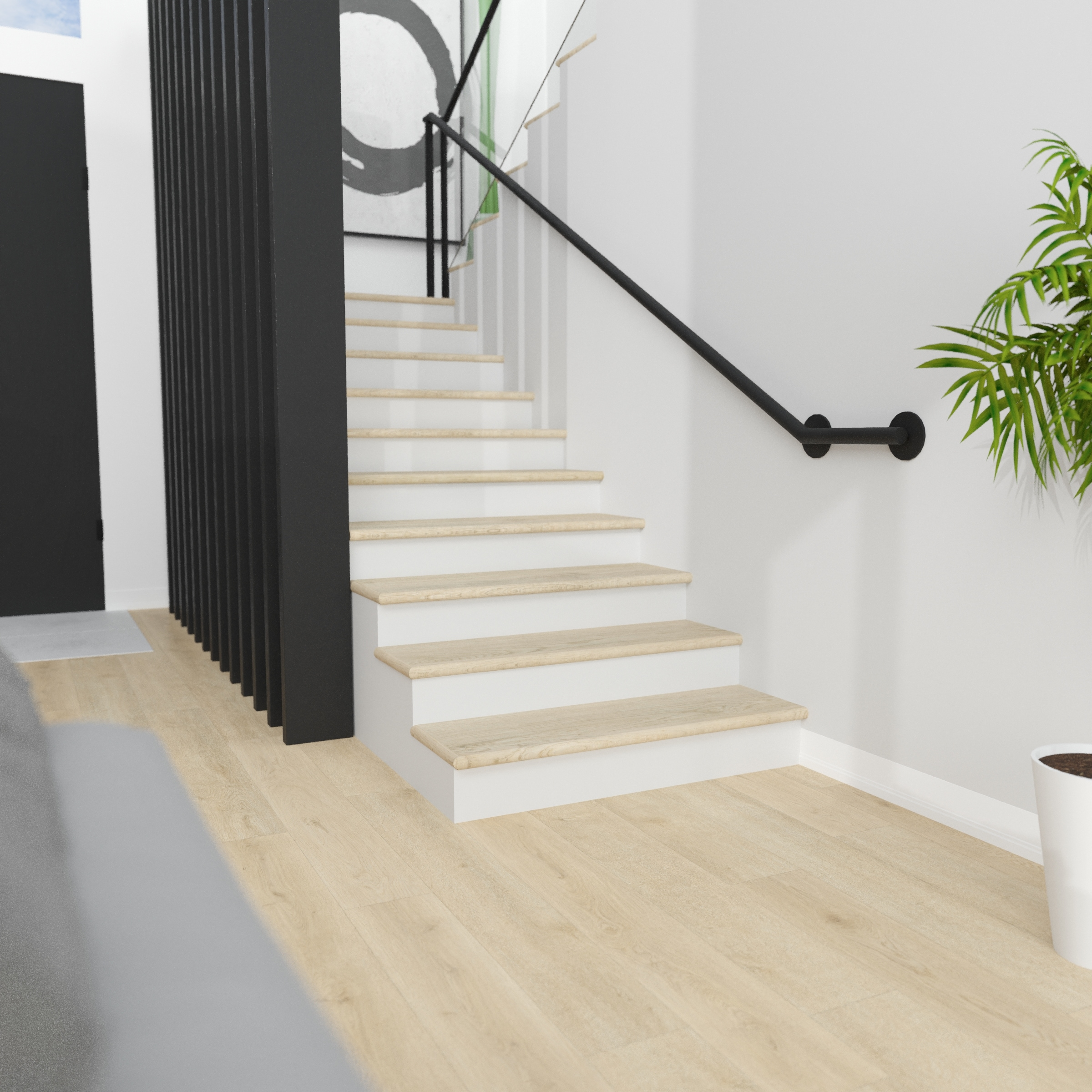 CALI 49.8-in x 12.2-in x 1.73-in Driftwood Shore Vinyl Reversible return Square edge Stair Tread