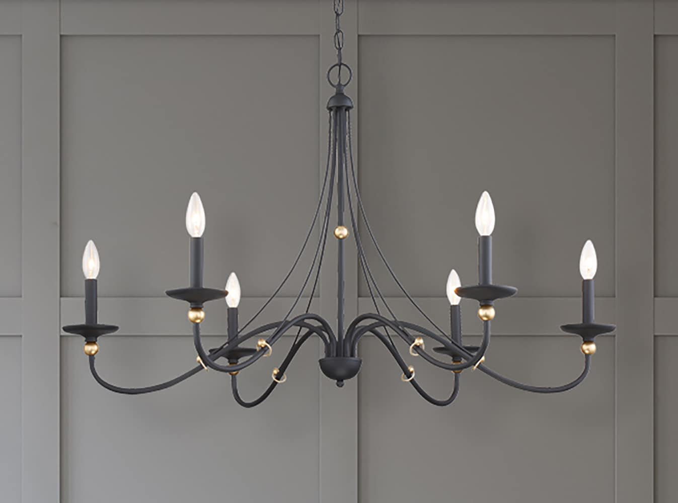 Minka Lavery - Westchester County - Chandelier 6 Light Sand Coal/Skyline Gold