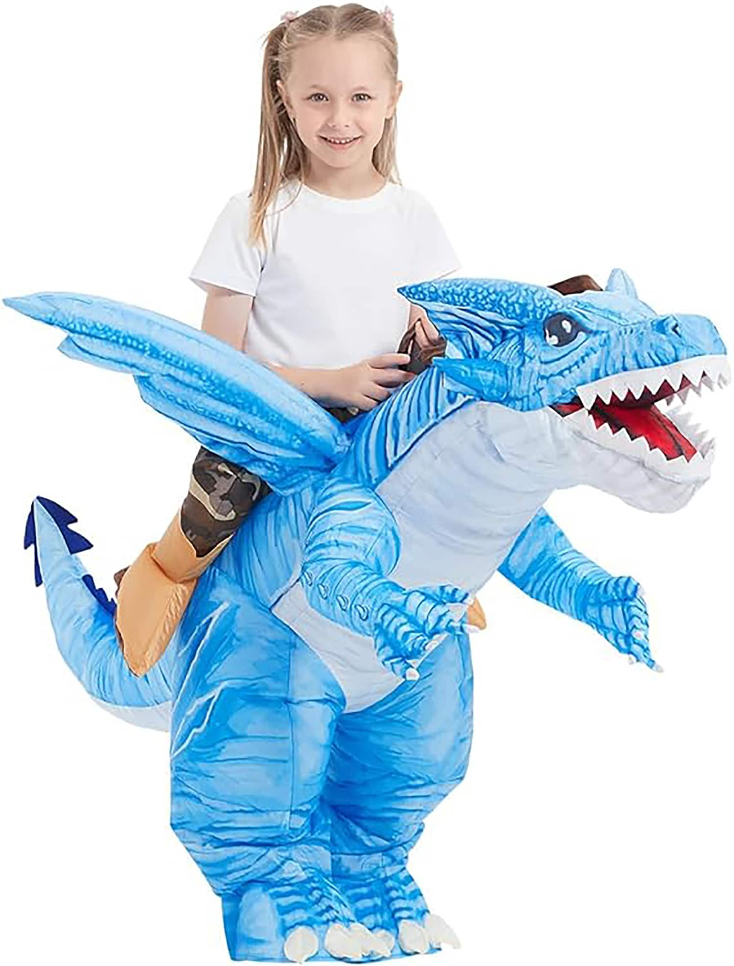 GOOSH 48 Inch Kids Inflatable Dinosaur Costume, Blow Up Dinosaur Costume Inflatable Dino Costume, Funny Halloween Costumes for Boys Girls Unisex Blow Up Costume for Halloween/Party/Cosplay