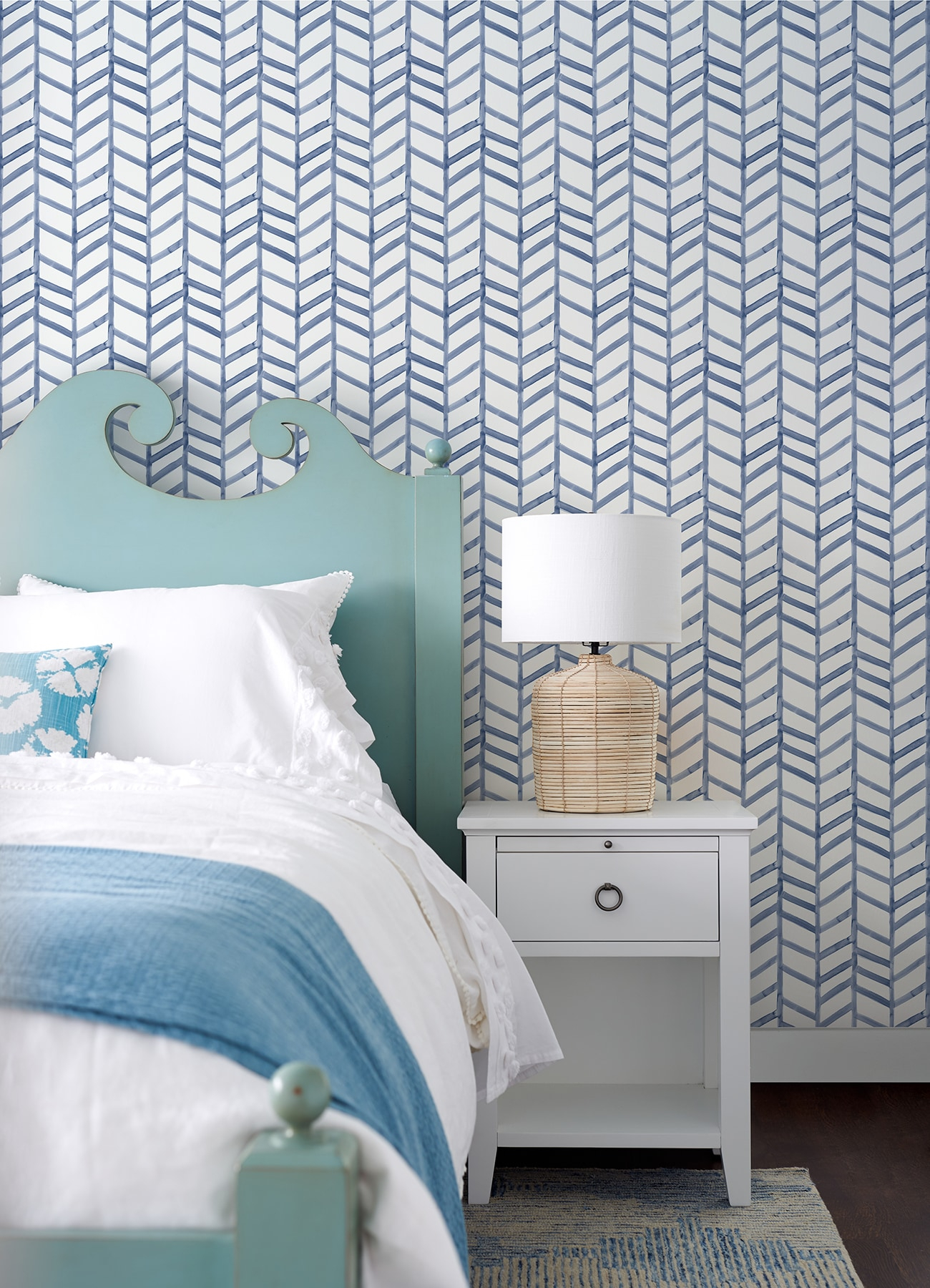 Chesapeake Fletching Navy Geometric Wallpaper