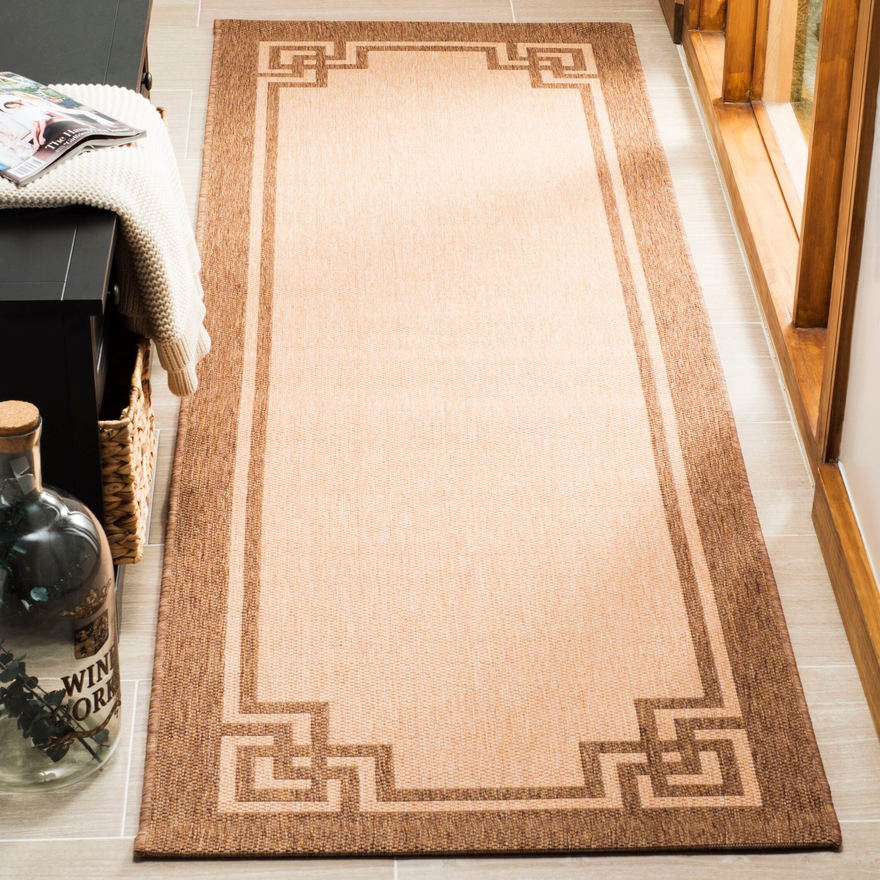 Martha Stewart Deco Frame - MSR4122 - Indoor Power Loomed Runners - Beige/Dark Beig - 2'7"x8'2"