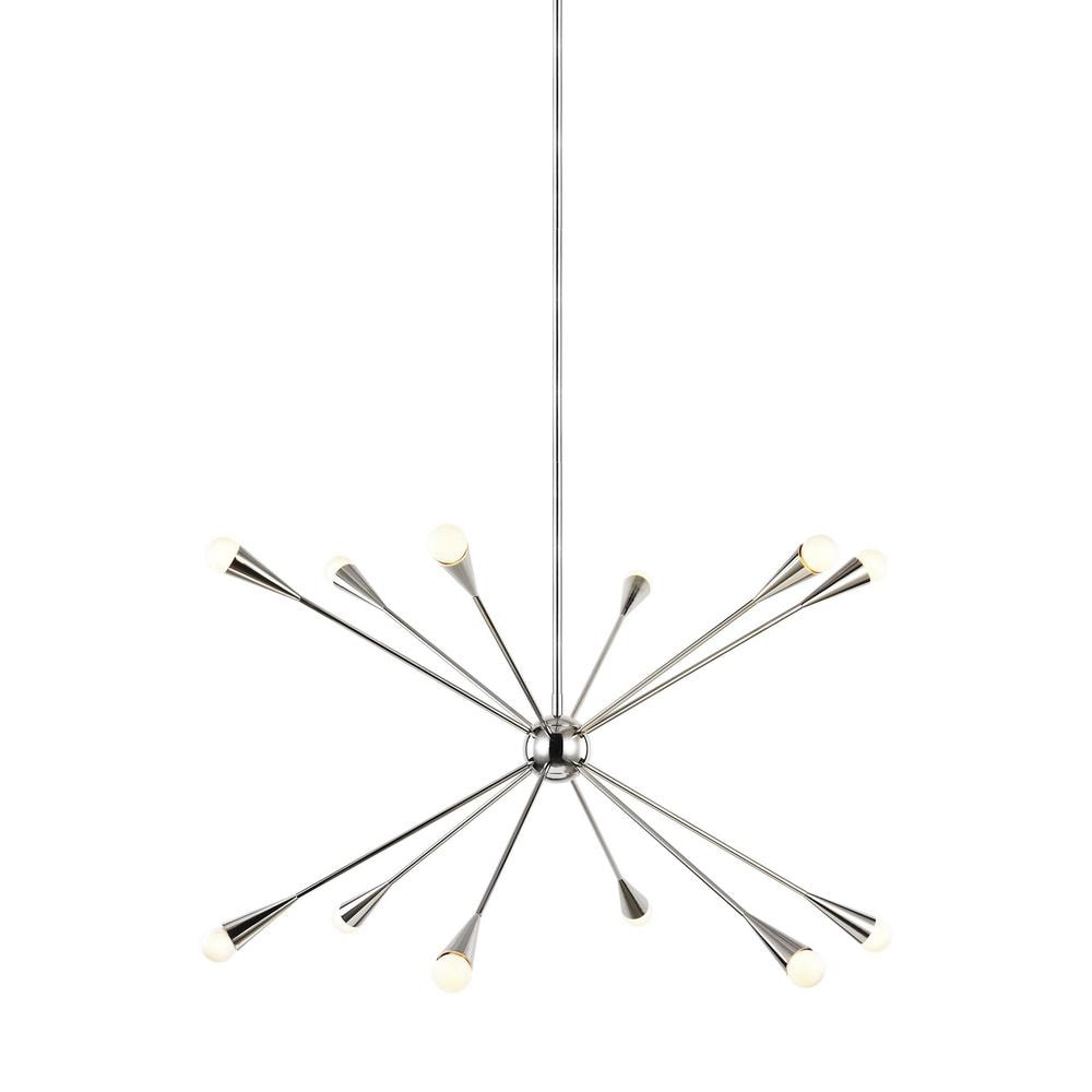 Ellen DeGeneres Polished Nickel 12-Light Sputnik Chandelier