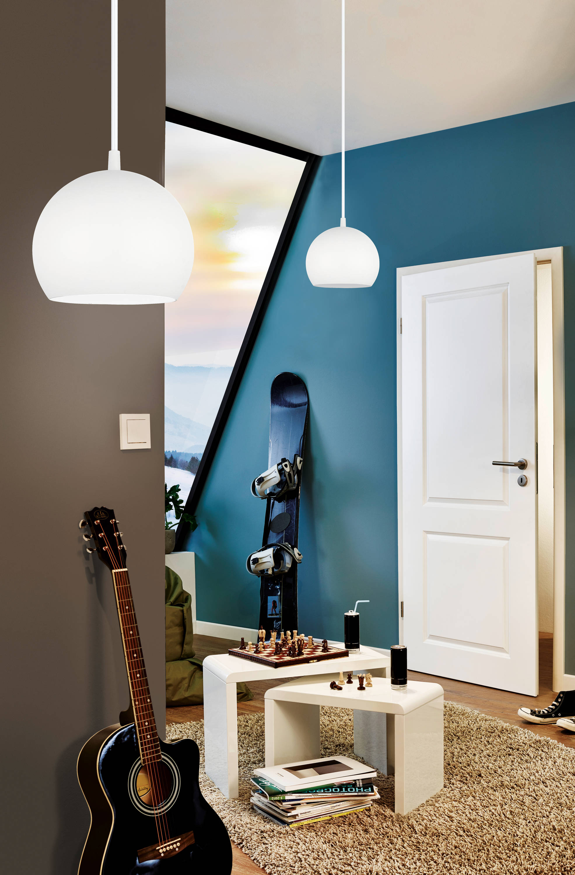 Mini White Crystal LED Globe Pendant Light with Brushed Nickel