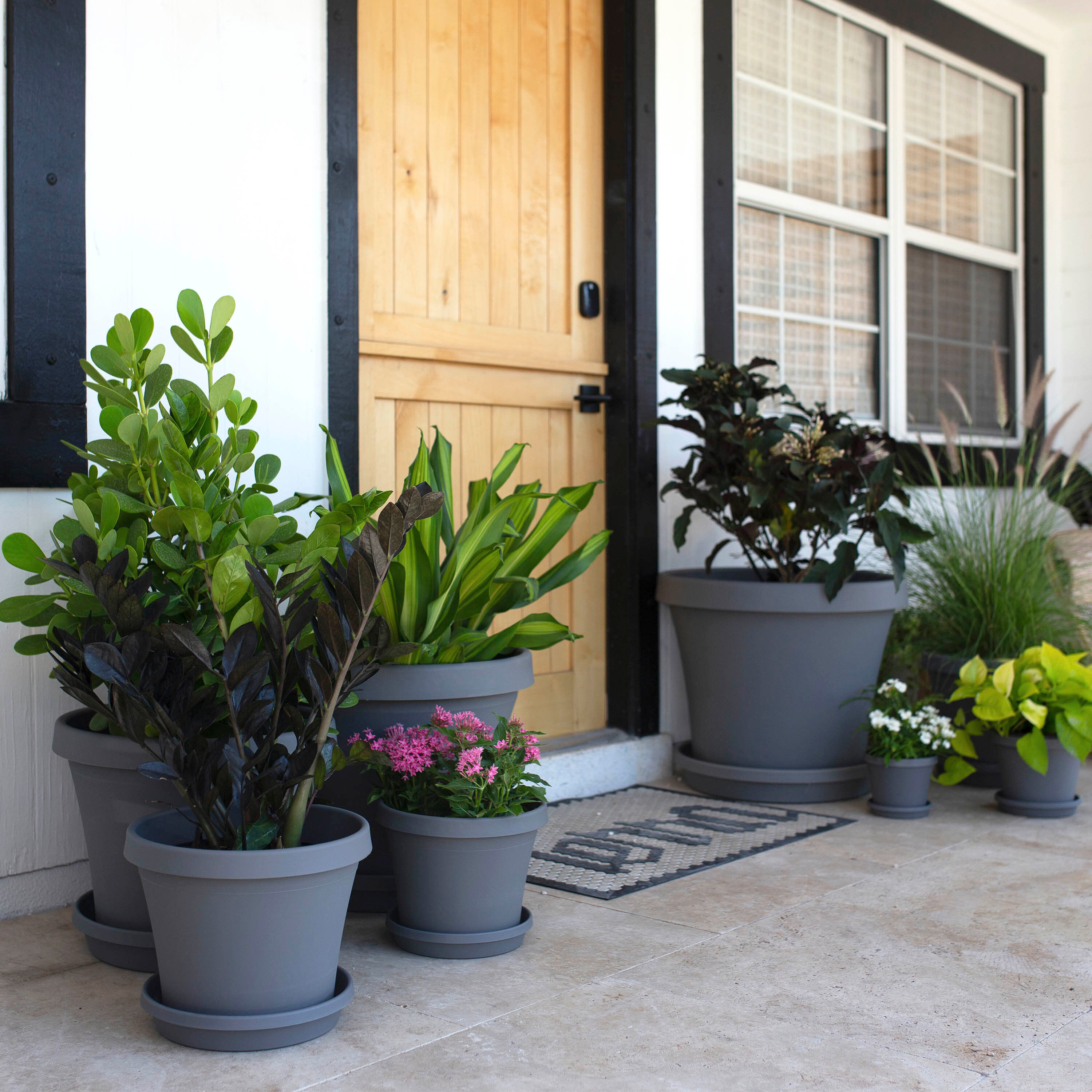 Bloem Terra Pot Round Planter: 20" - Charcoal Gray, (Saucer Not Included) Durable Resin Pot, for Indoor and Outdoor Use, 13.5 Gallon Capacity