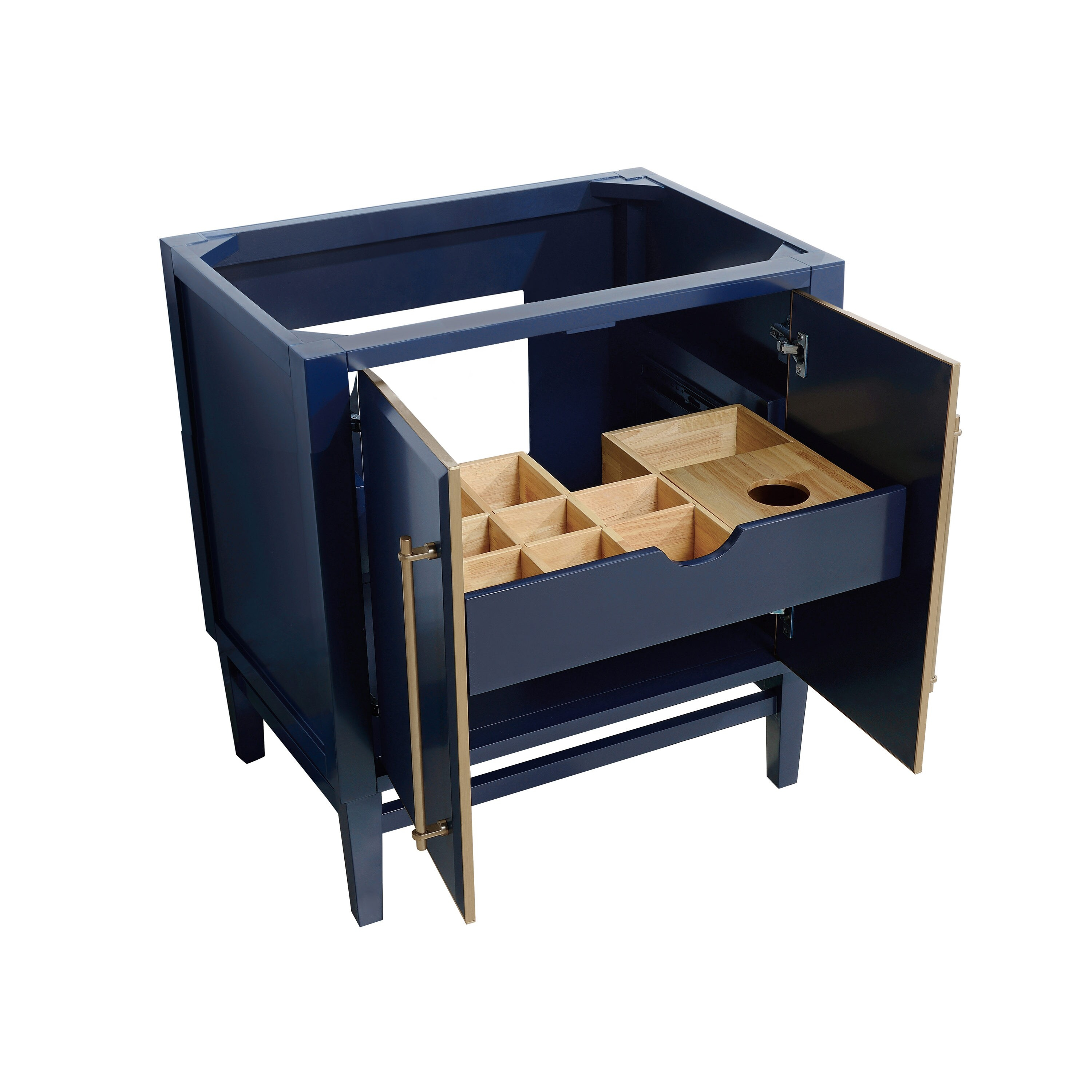 Mason 30" Navy Blue Solid Wood Vanity with Gold Trim
