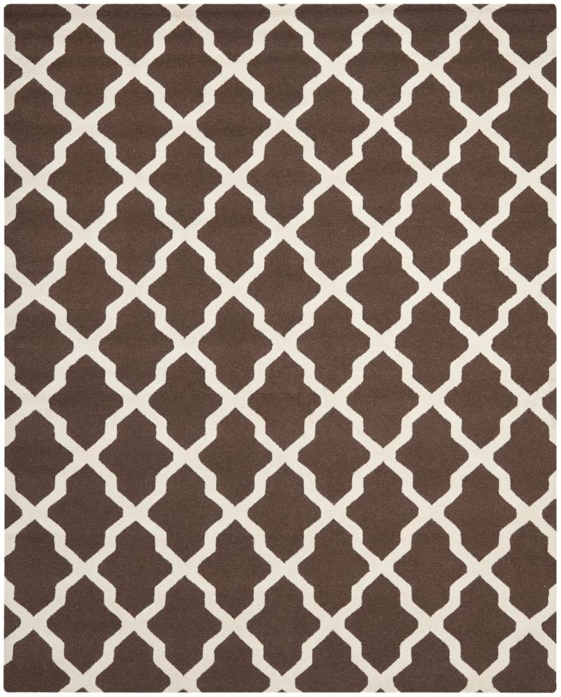 SAFAVIEH Cambridge Liam Geometric Wool Area Rug, Dark Brown/Ivory, 9' x 12'
