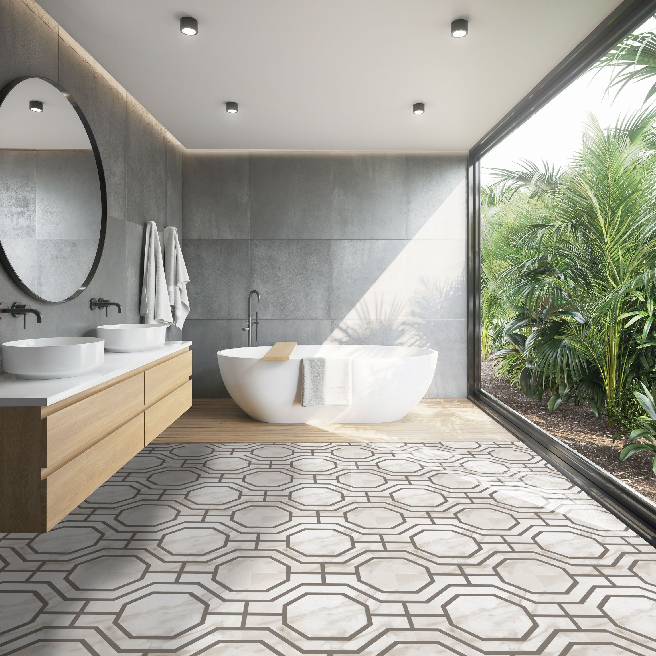Achim Retro 12x12 Self Adhesive Vinyl Floor Tile - Octagon - 20 Tiles/20 sq. ft.