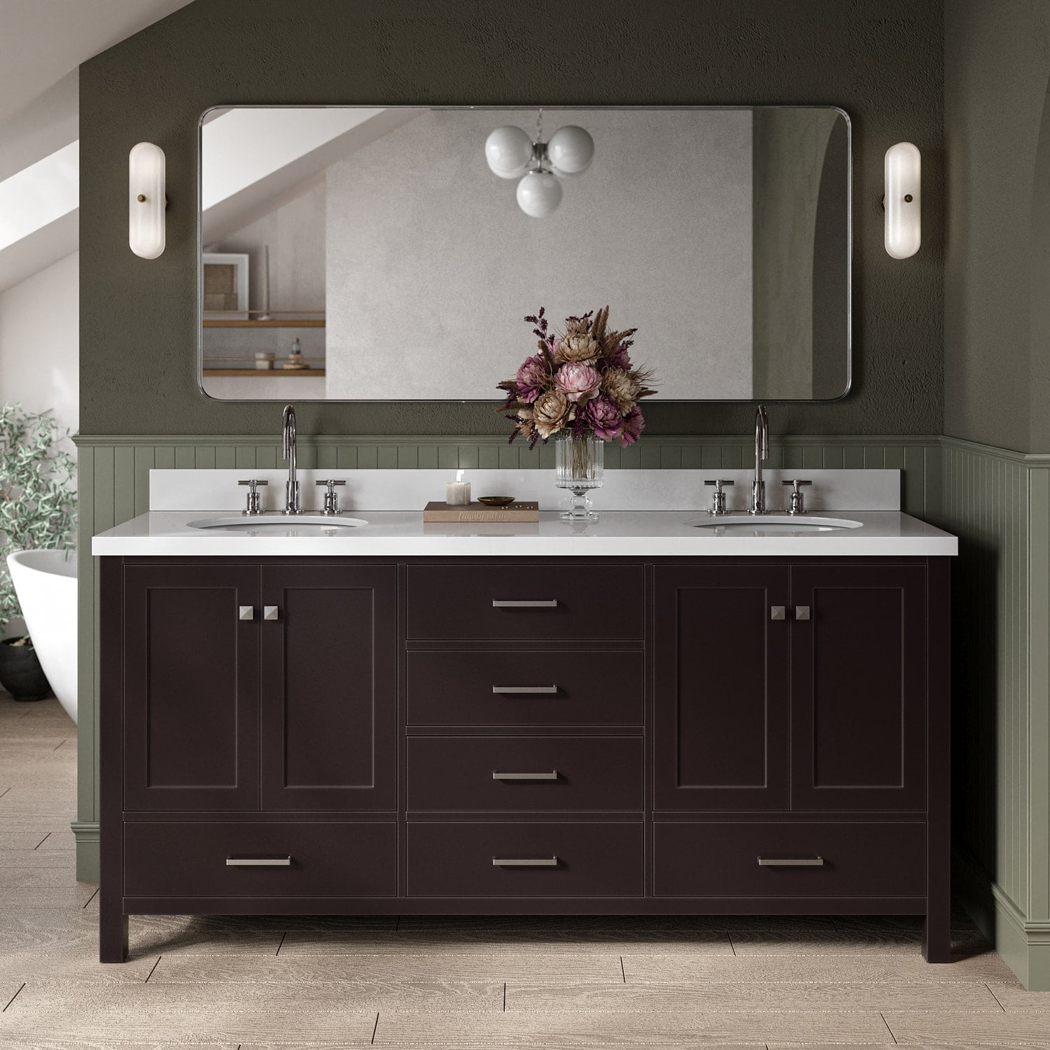 Ariel A073dwqovo Cambridge 73" Free Standing Double Basin Vanity Set - Brown