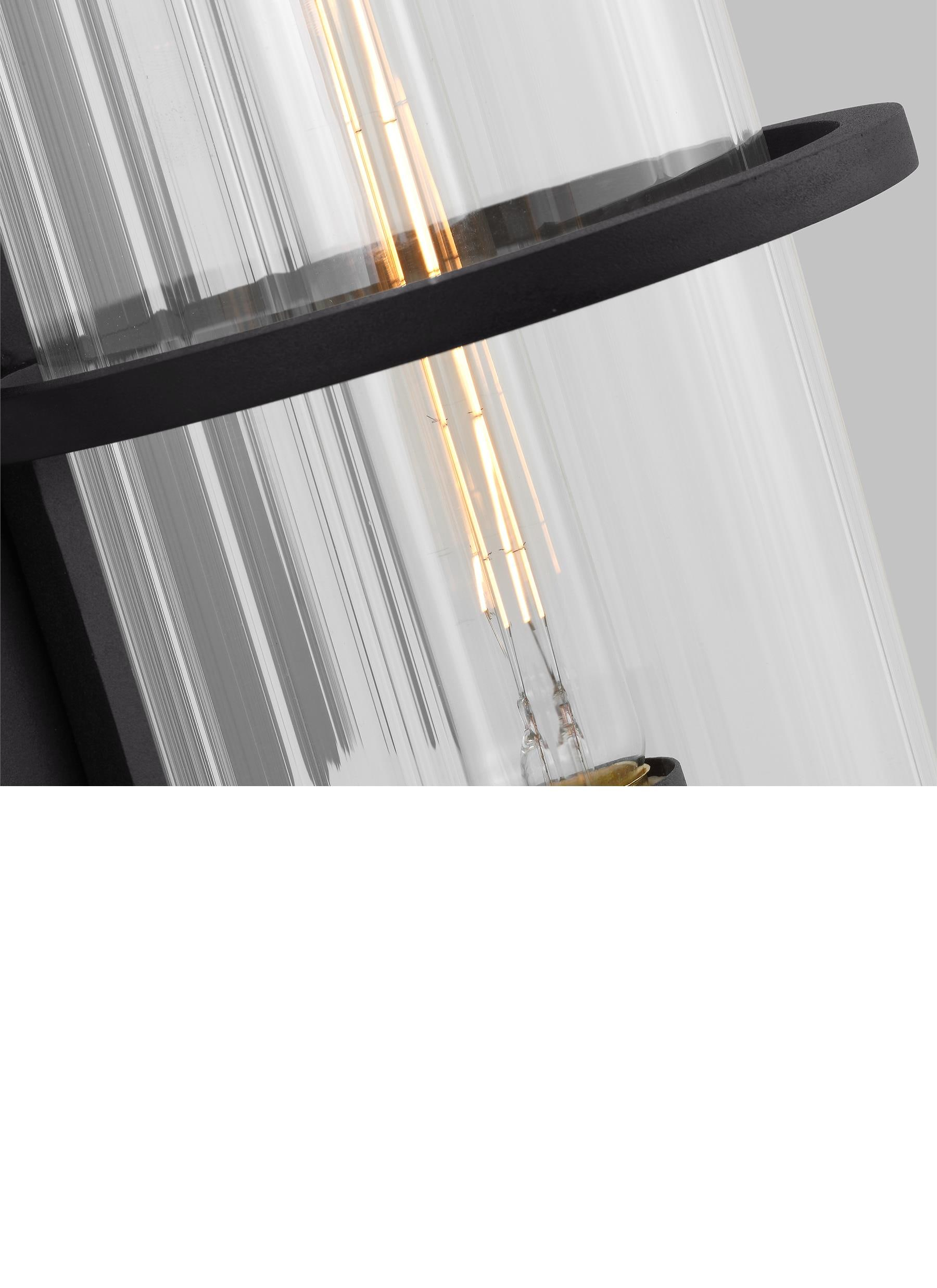 Alcona Black Bronze Outdoor Wall Lantern with Clear Fluted Glass