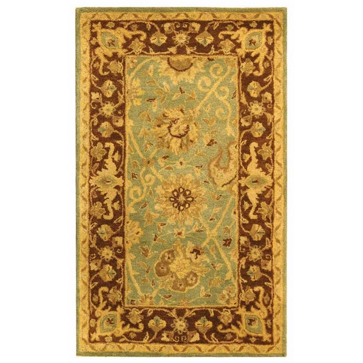 Hand-Tufted Elegance Green and Brown Wool Area Rug - 3' x 5'