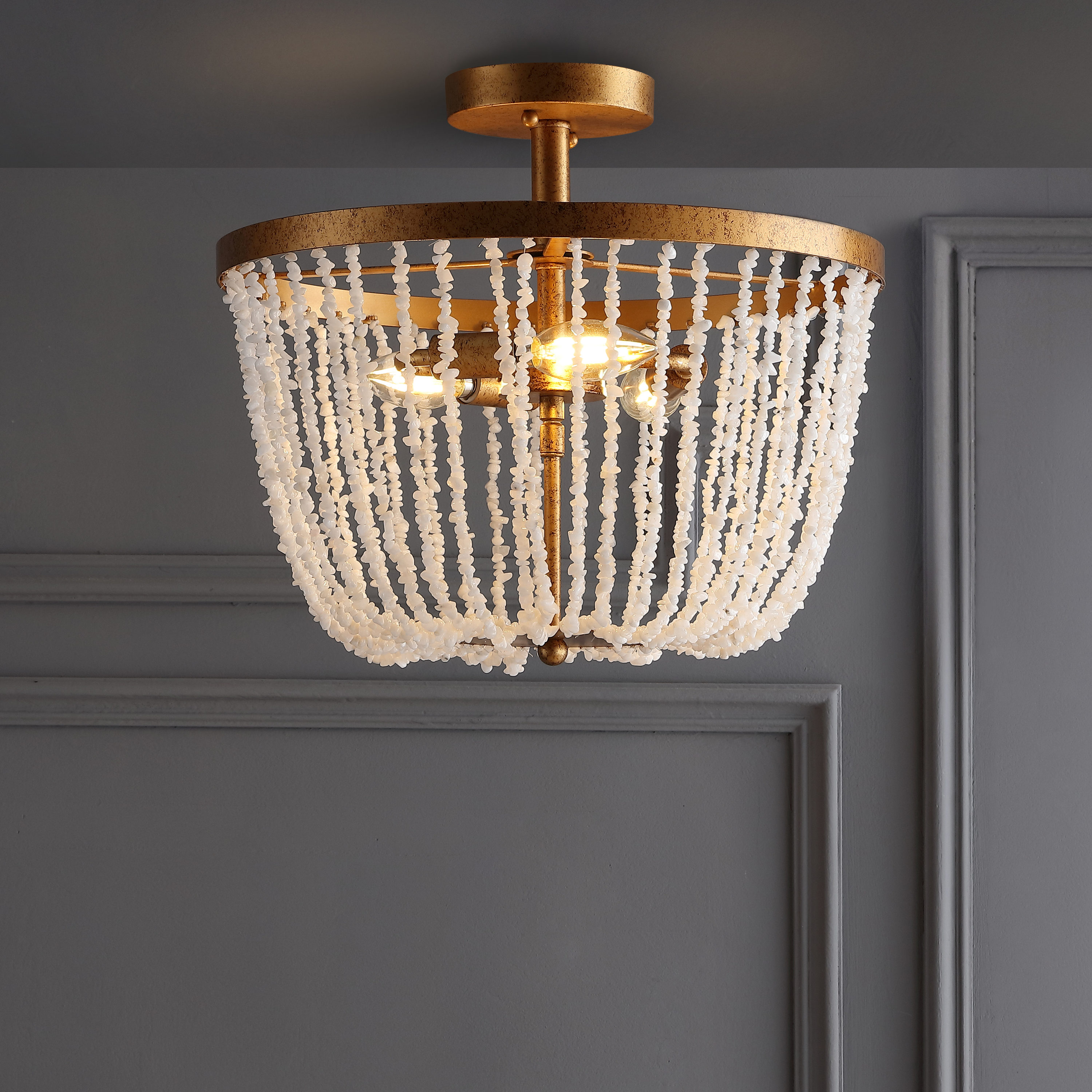 Jonathan Y Lighting Jyl9021 Georgian 3 Light 15" Wide Led Semi-Flush Bowl Ceiling Fixture