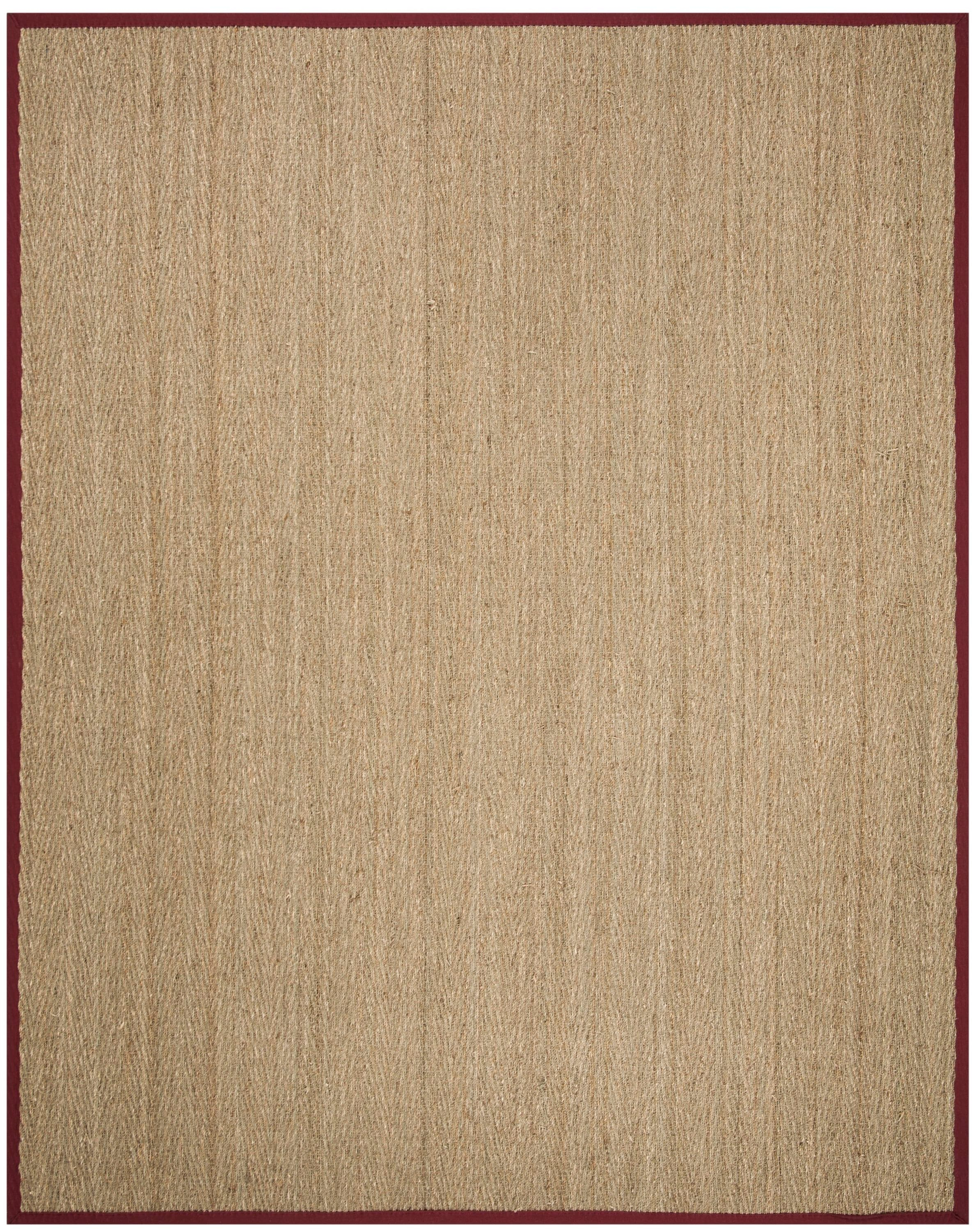 SAFAVIEH Natural Fiber Maisy Border Seagrass Area Rug, Natural/Red, 9' x 12'