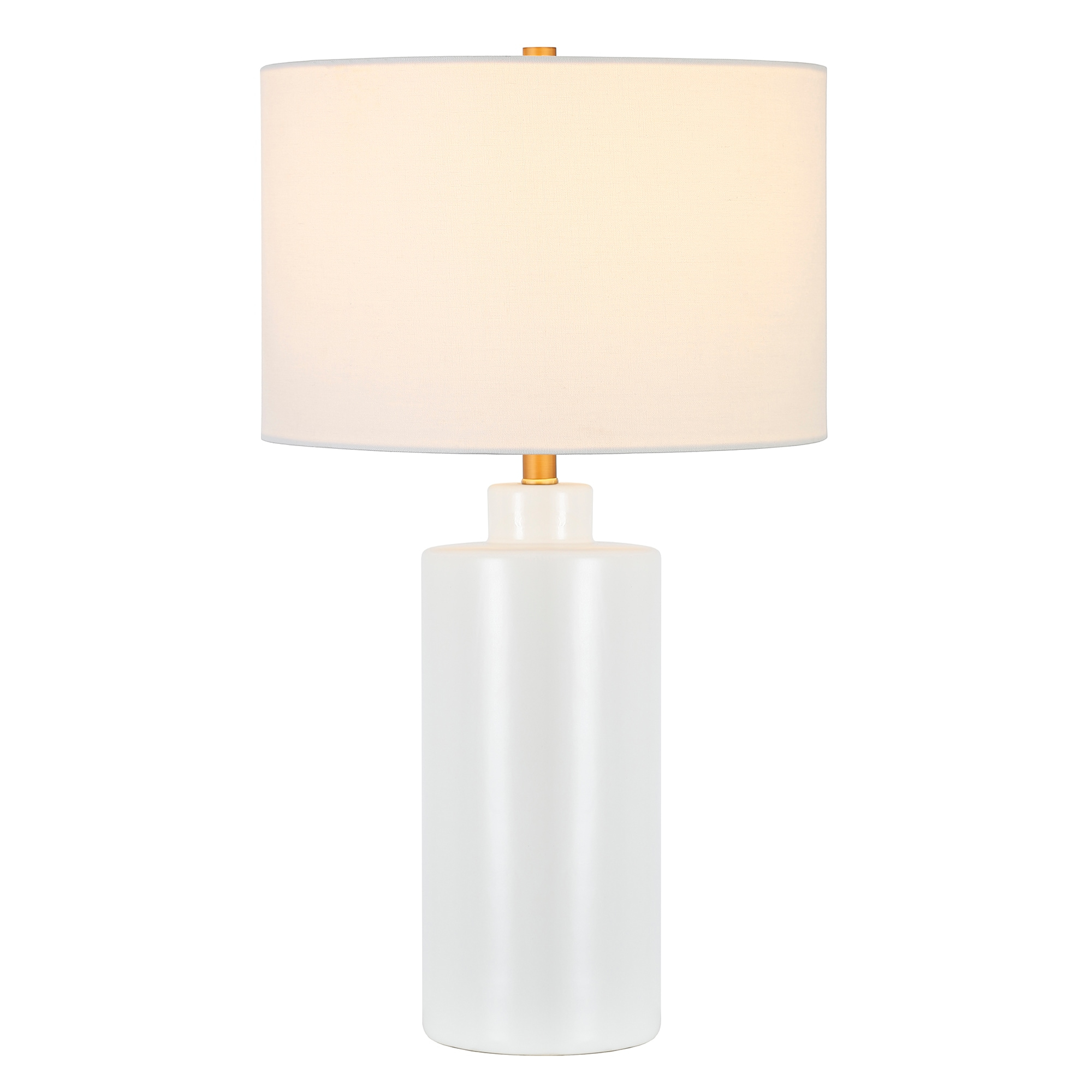 Evelyn&Zoe 25" Contemporary Ceramic Table Lamp with White Drum Linen Shade