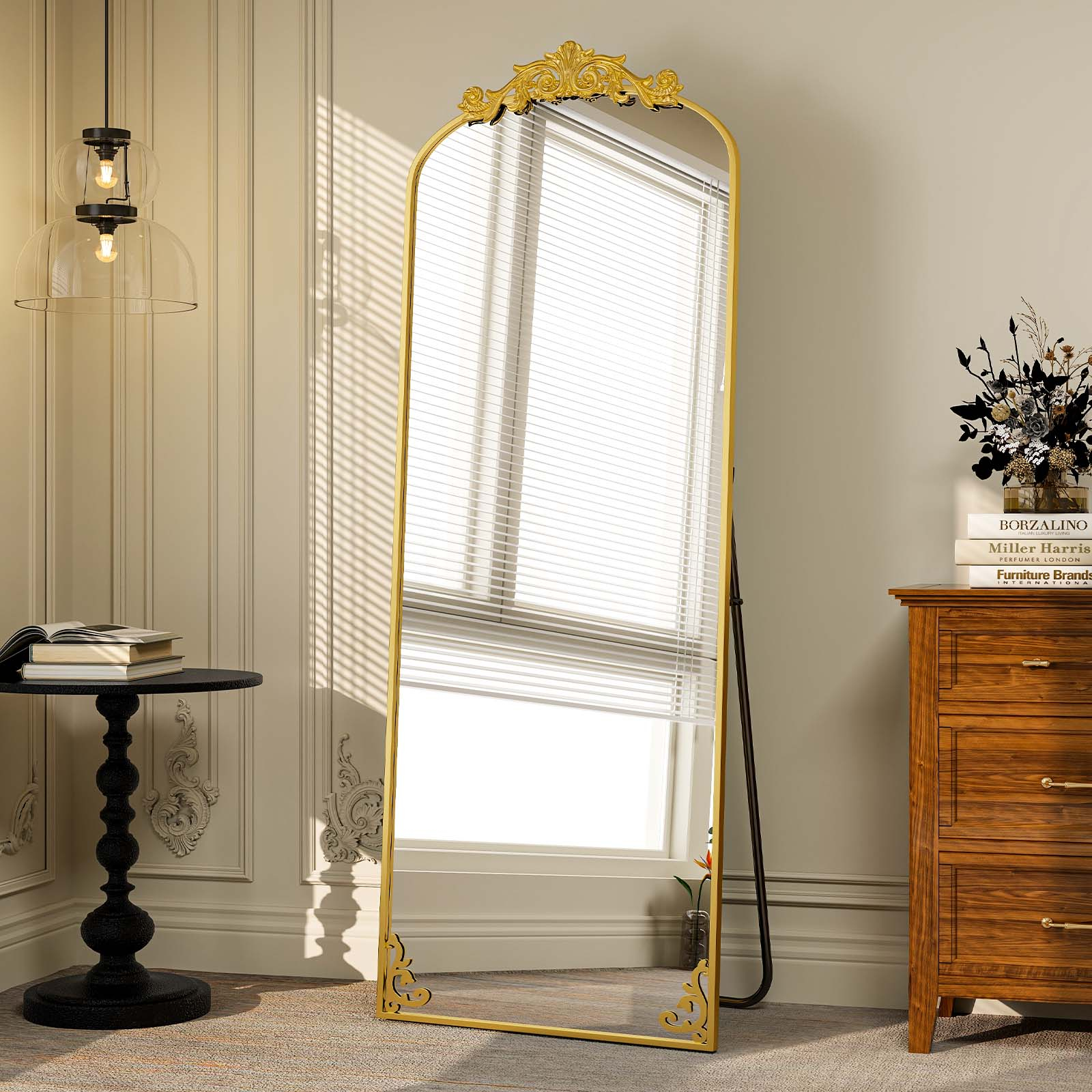 BEAUTYPEAK 64"x21" Full Length Mirror Rectangle Body Dressing Floor Standing Mirrors, Gold