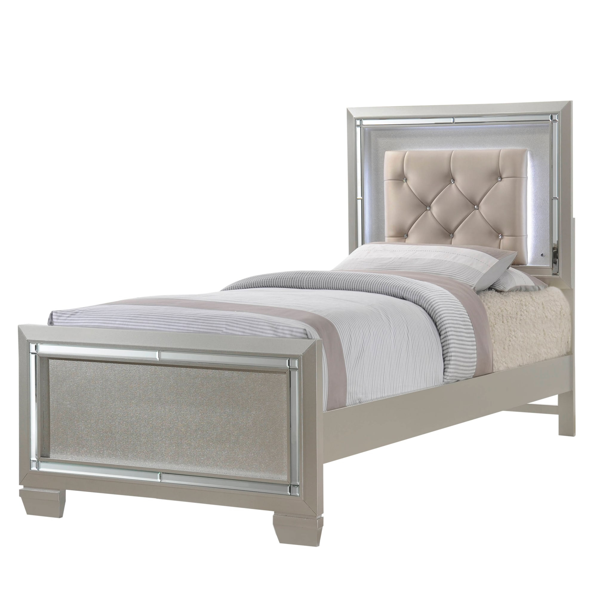 Picket House Furnishings Glamour Youth Twin Panel Bed in Champagne