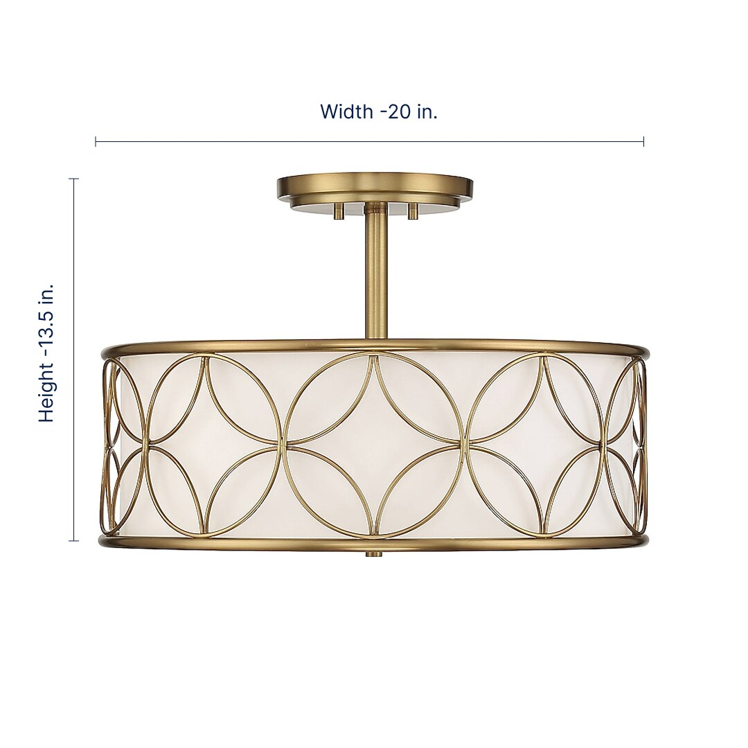 Savoy House Reid 4 - Light Semi-Flush Mount in  Warm Brass
