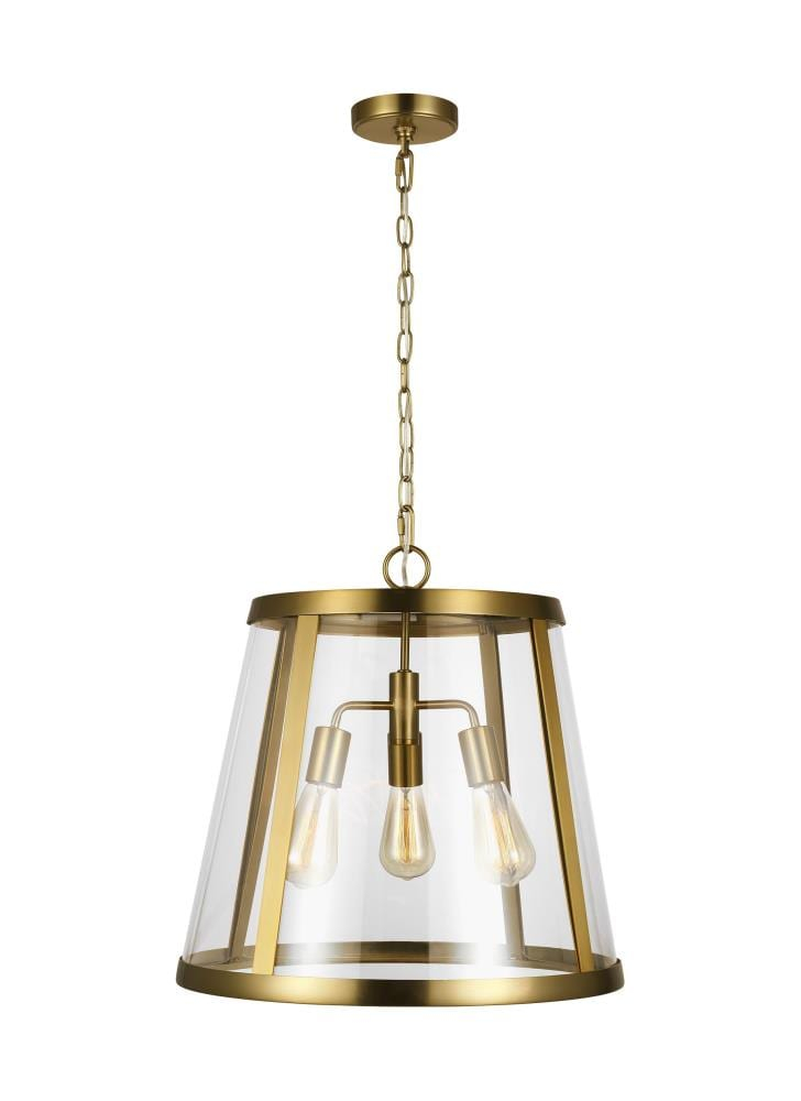 Mini Harrow 3-Light Burnished Brass Pendant with Clear Glass