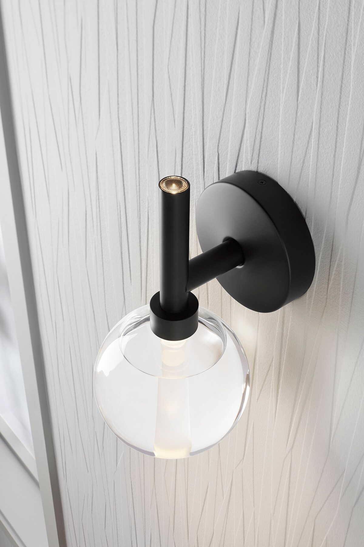 Matte Black Glass Shade Dimmable LED Sconce
