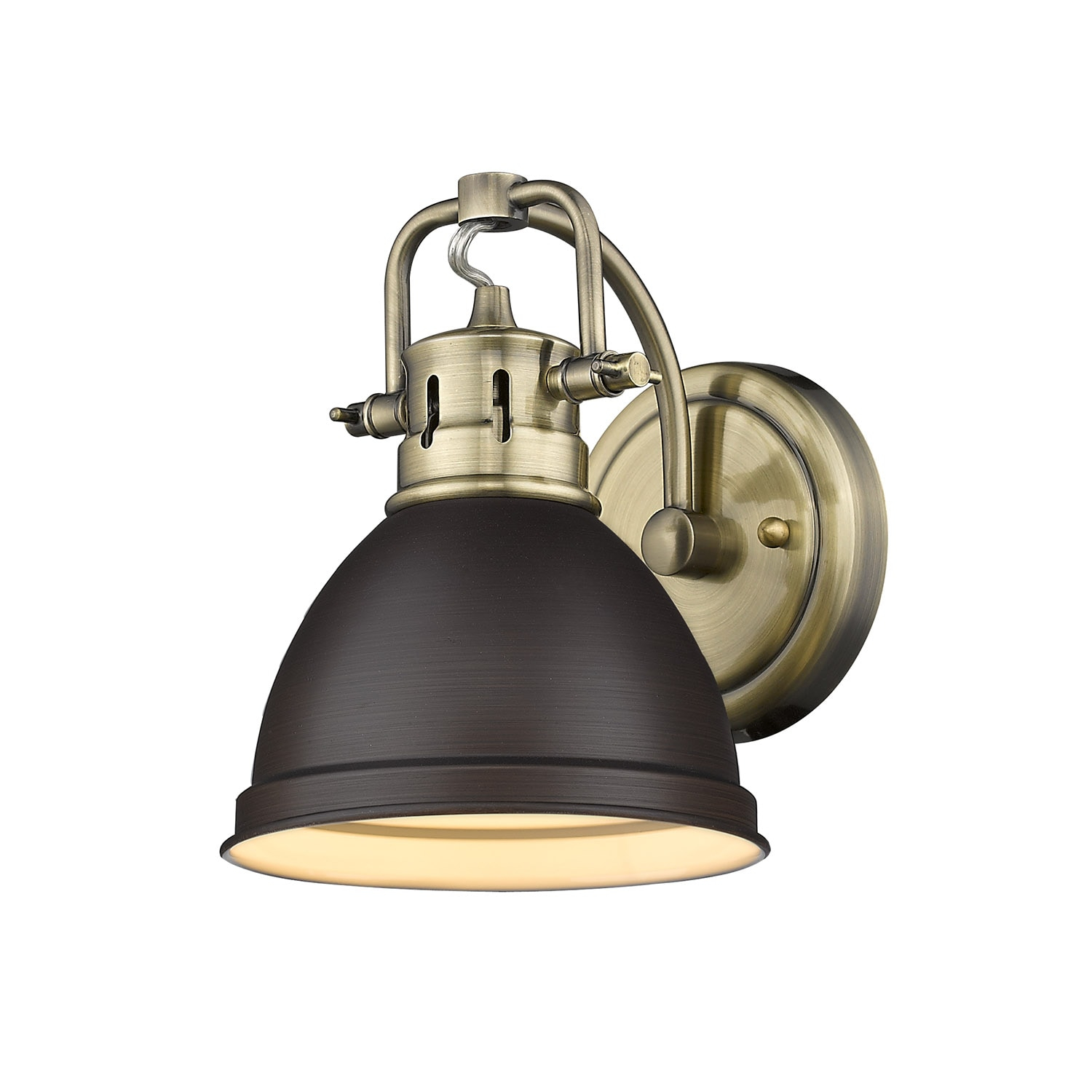 Golden Lighting Duncan 1-Light Wall Sconce in Aged Brass with Rubbed Bronze