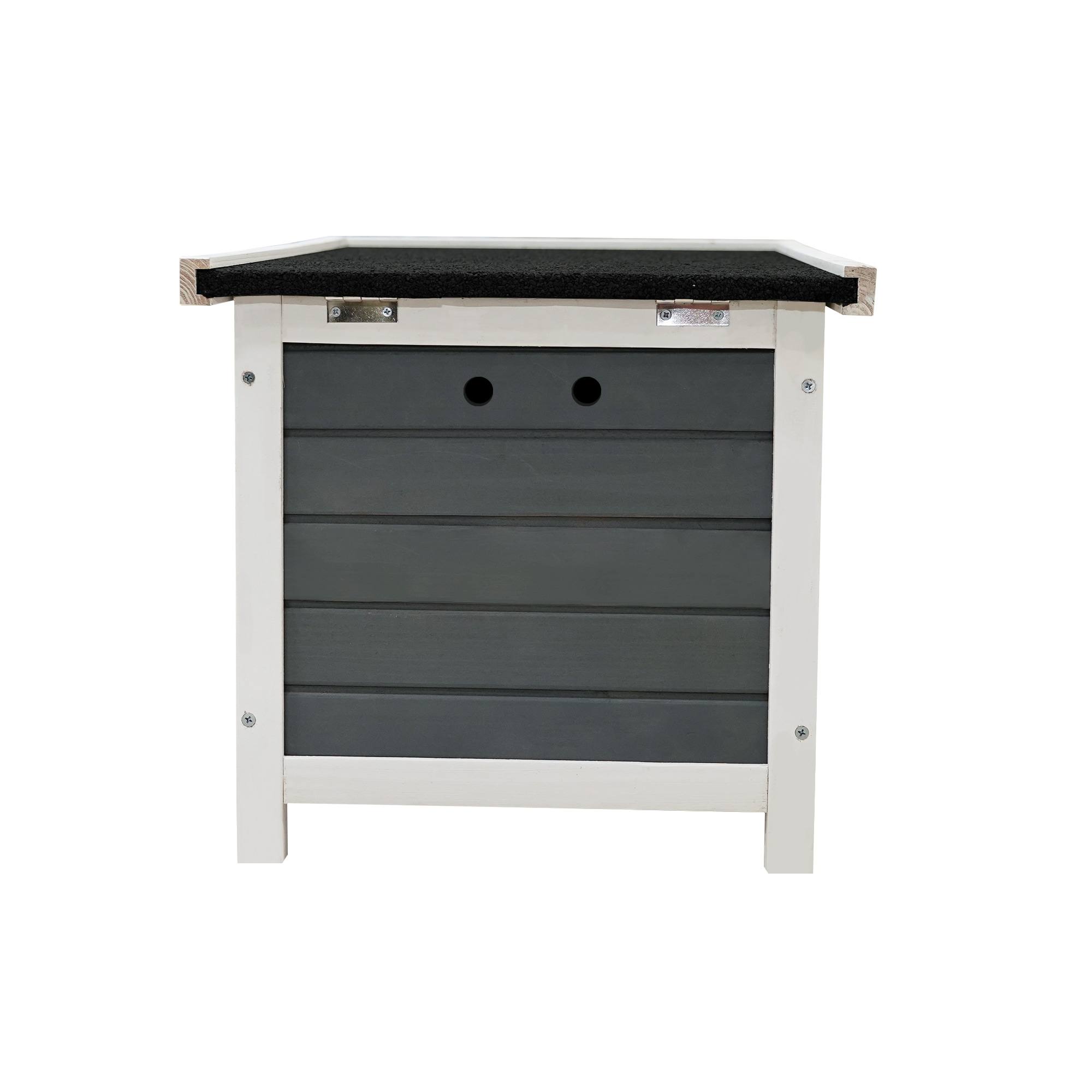 Gray and White Wooden Outdoor Rabbit Hutch with Lockable Door