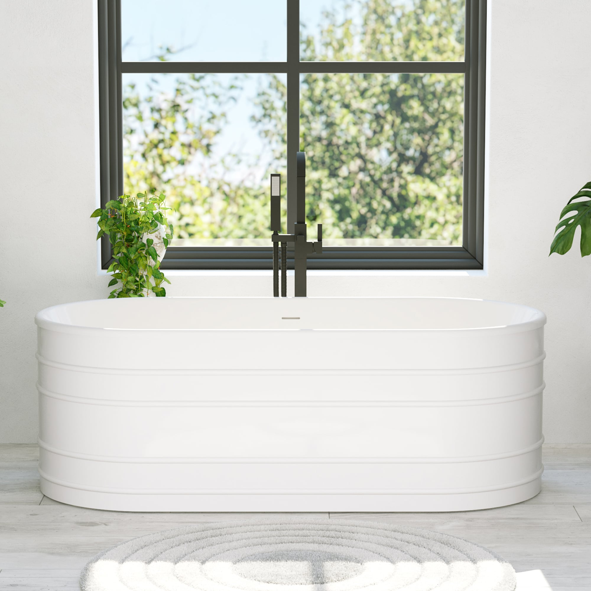 Infinity Z 67-inch White Acrylic Oval Freestanding Soaking Bathtub