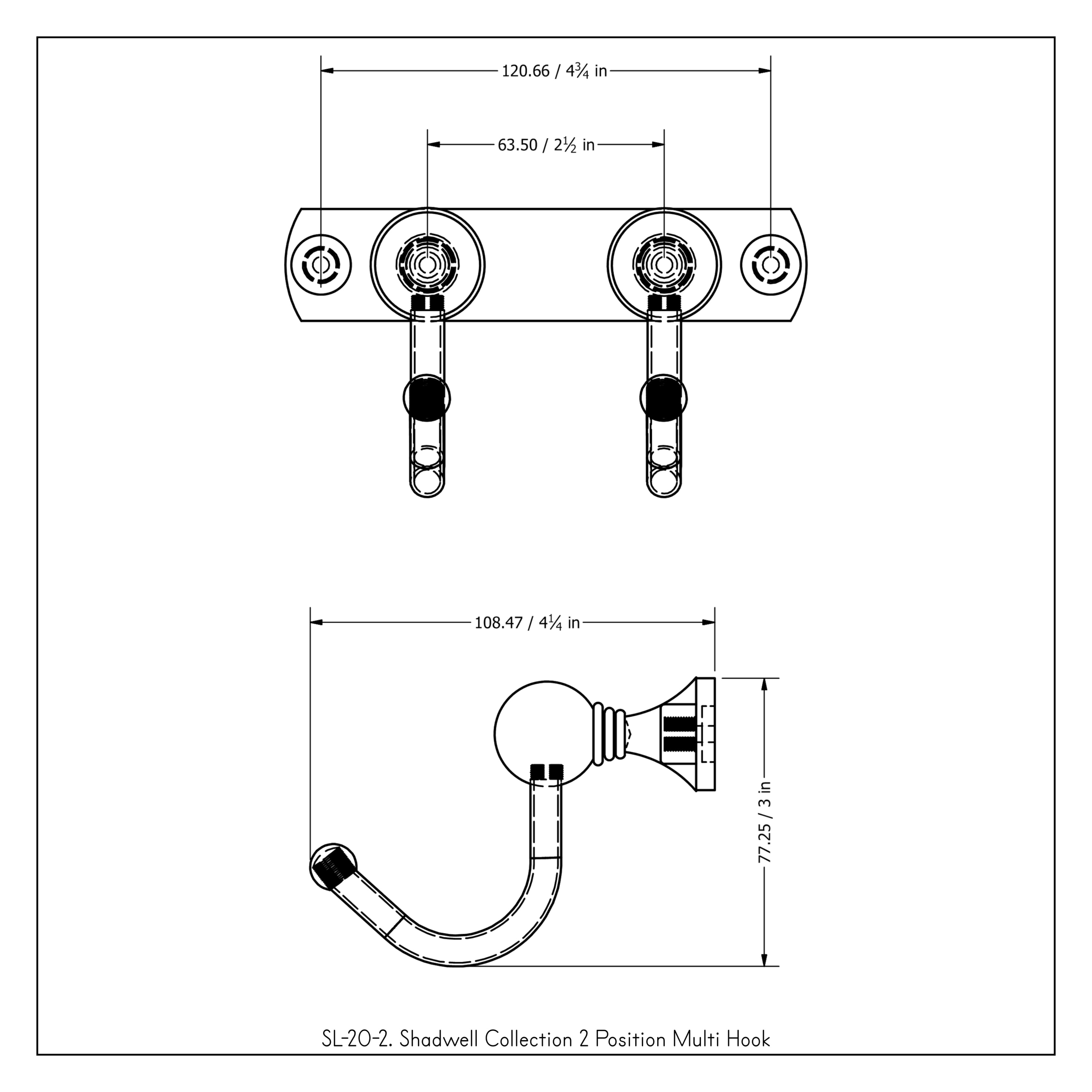 Shadwell 2 Position Wall Mounted Robe Hook