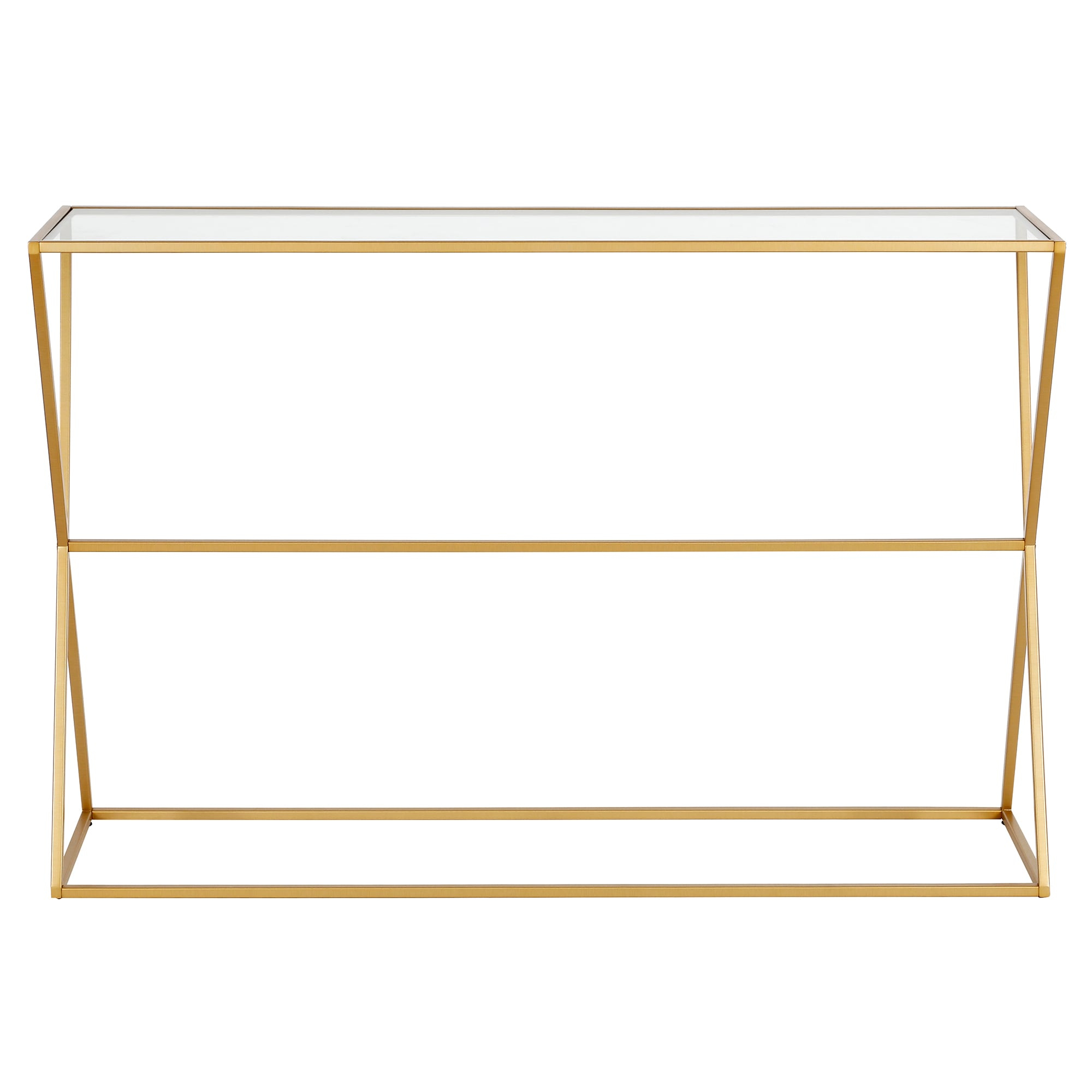 Evelyn&Zoe Sabrina 45" Wide Rectangular Console Table, Brass