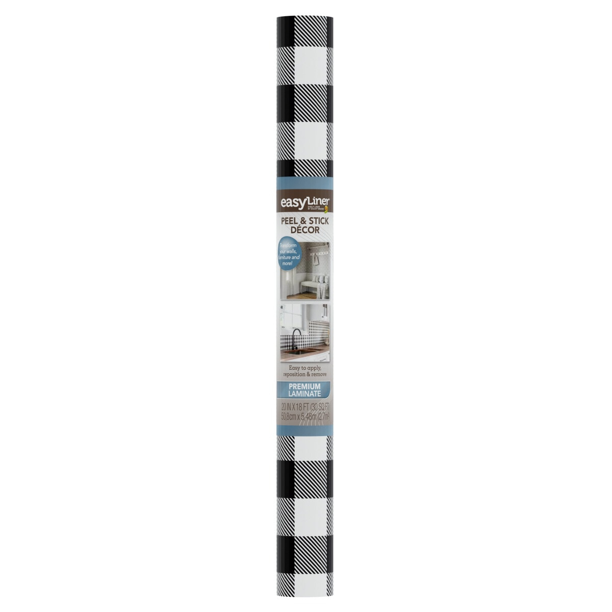 EasyLiner Premium Peel & Stick Wallpaper, Black Gingham 20 in. x 18 ft.