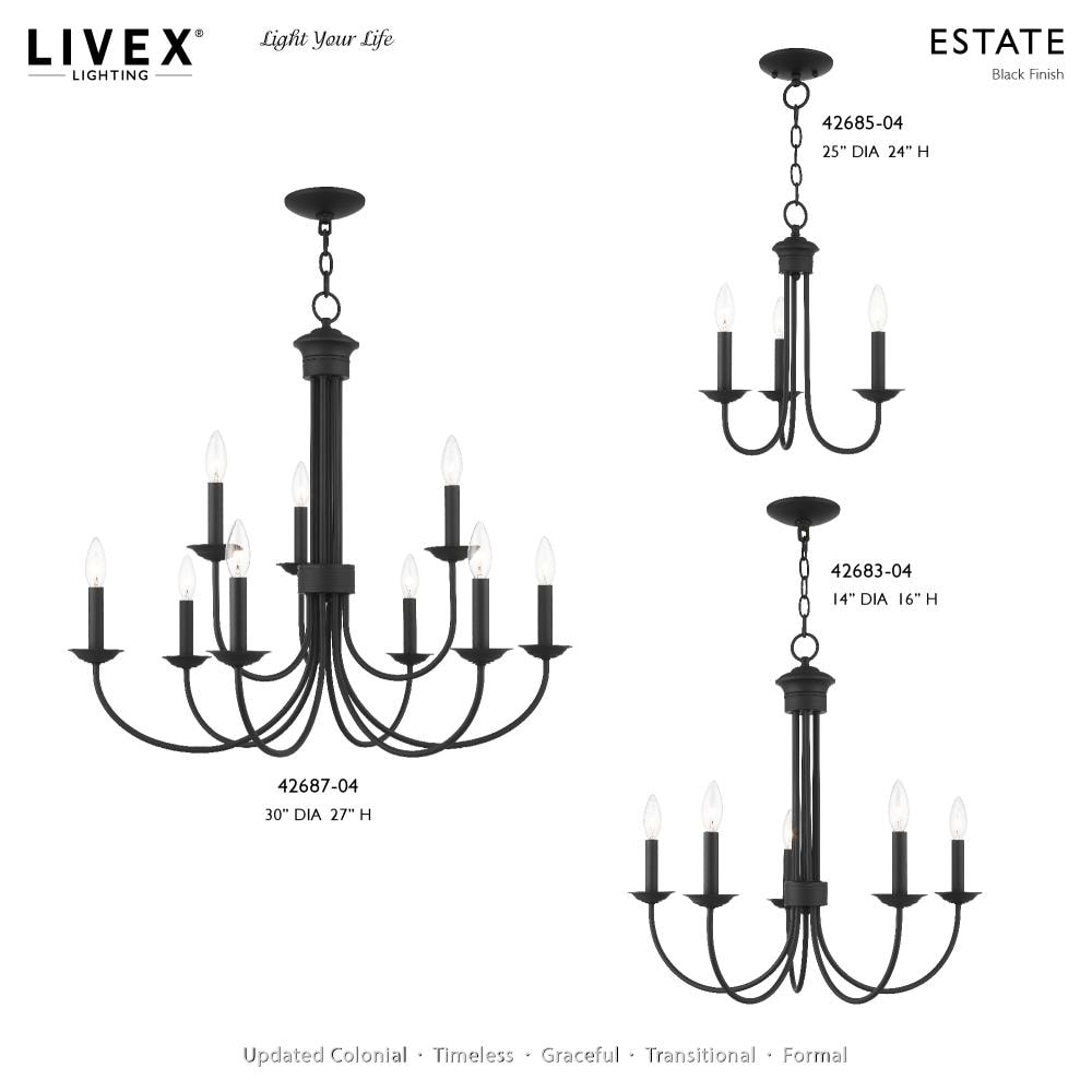 Livex Lighting Estate 9 - Light Chandelier in  Black