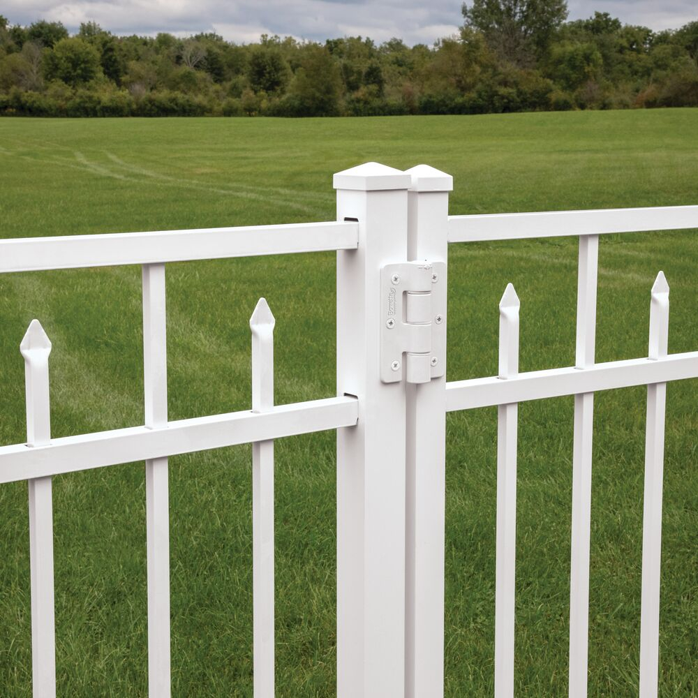 White Aluminum Self-Closing Butterfly Gate Hinges, 2-Pack