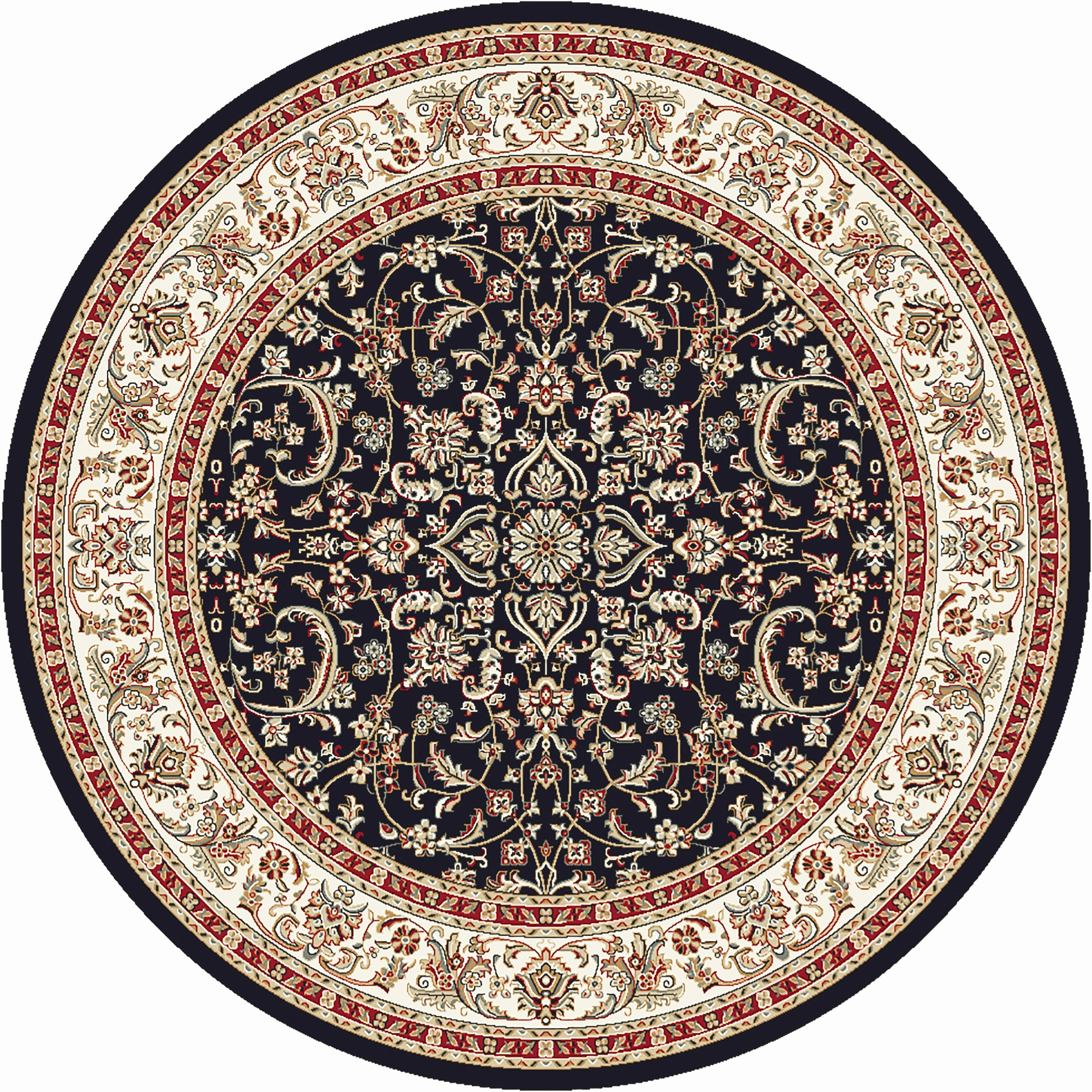 Radici Usa Noble Area Rug 1318 Traditional Black Bordered Medallion 5' 3" x 5' 3" Round