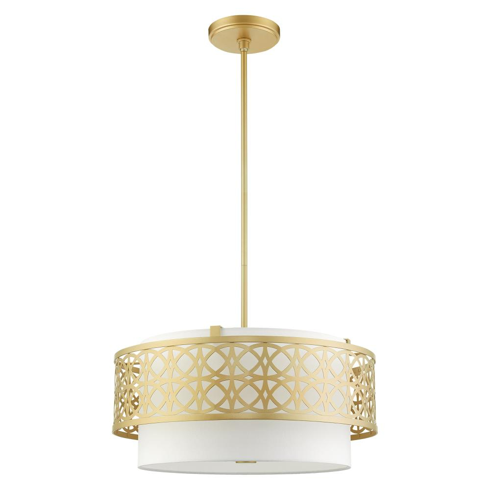 Calinda 4-Light Soft Gold LED Drum Pendant Chandelier