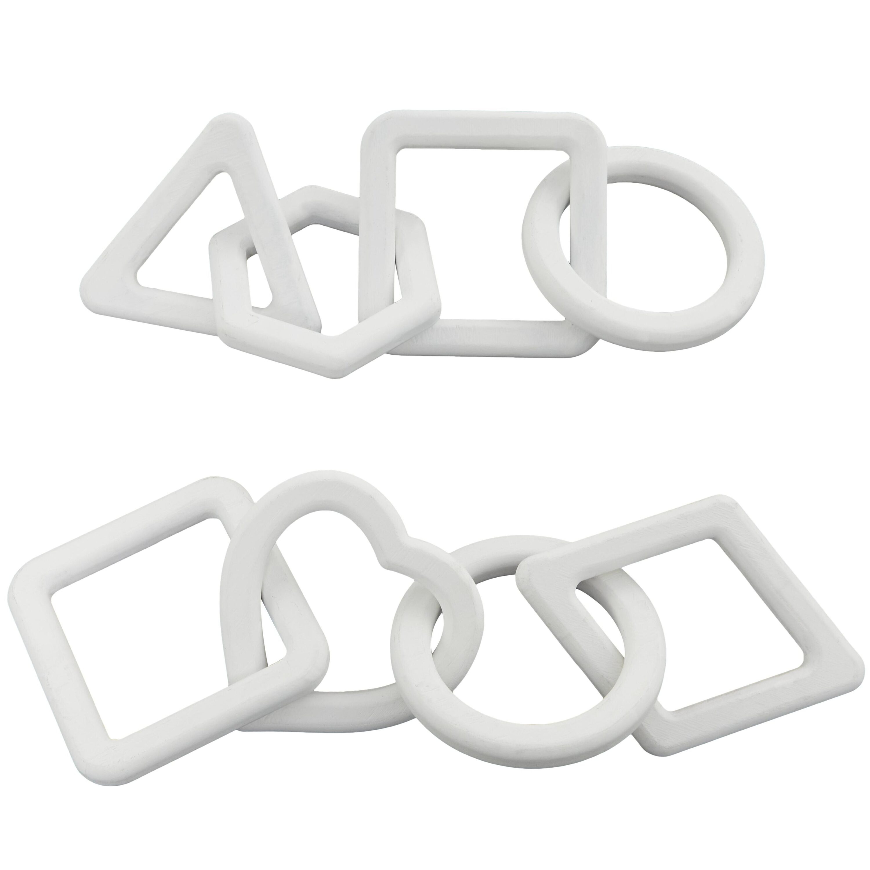 White Wood Modern Chain Sculpture Set of 2