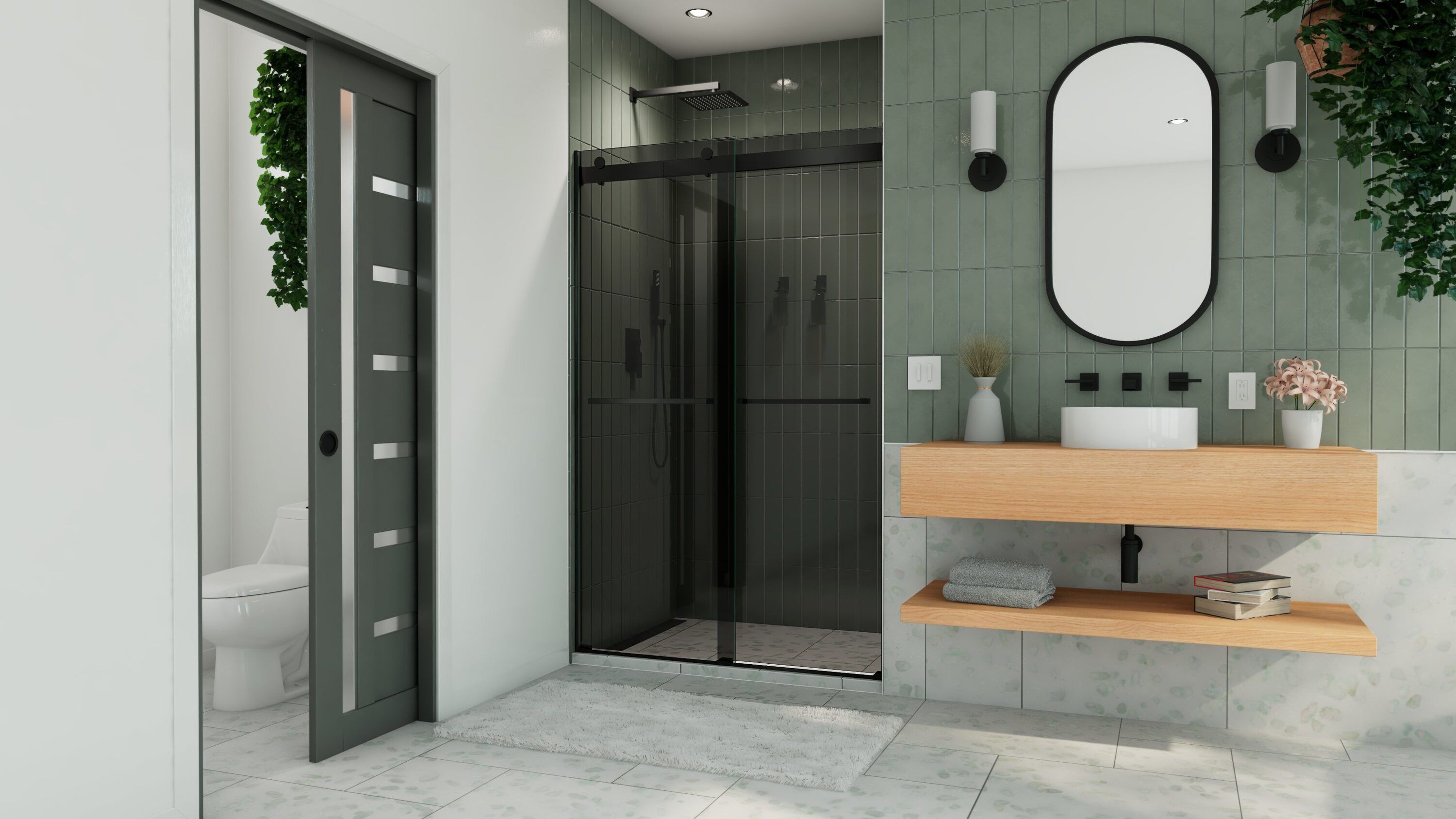 44" - 48" W 76" H Reversible Semi-Frameless Shower Door with ClearMax Technology